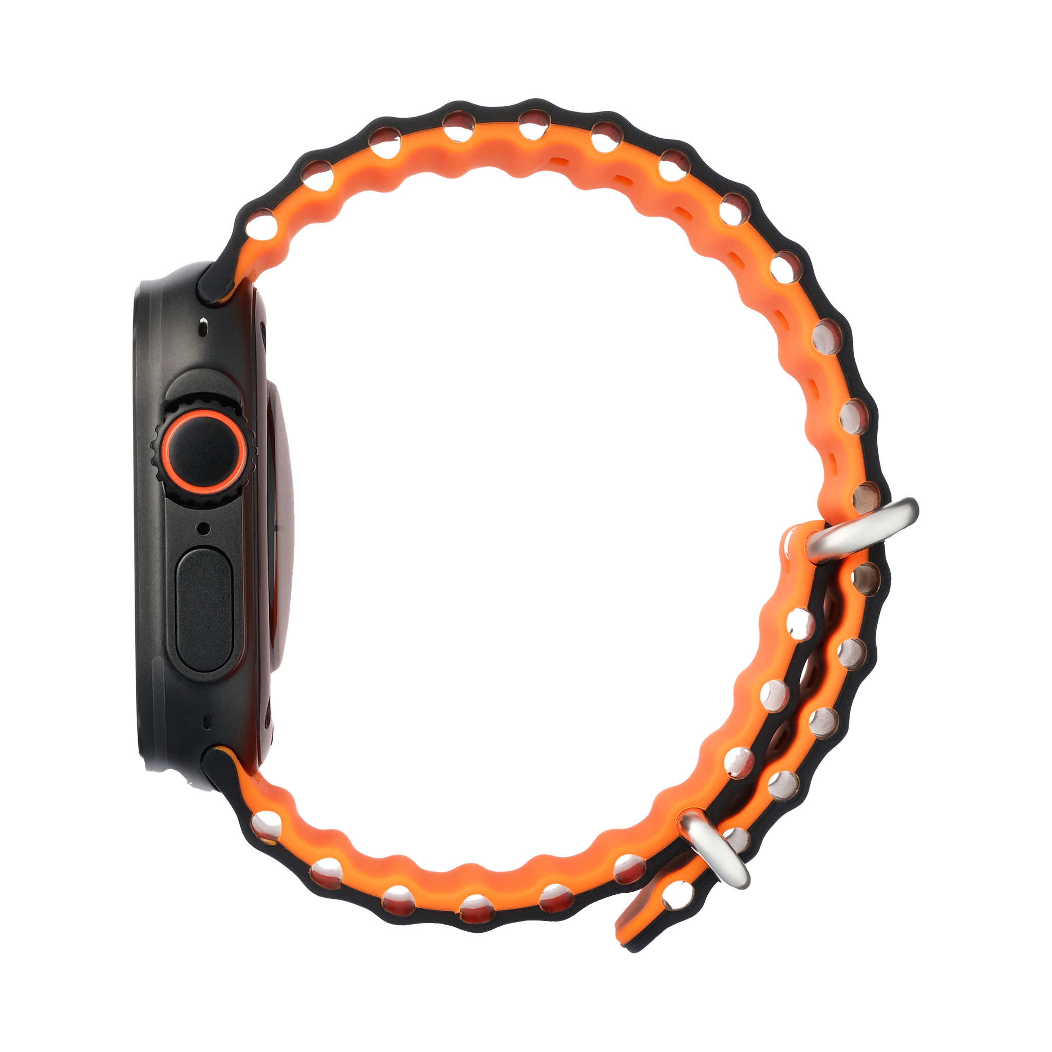 Wave Band in Magma — black and orange silicone Apple Watch strap (view 3)