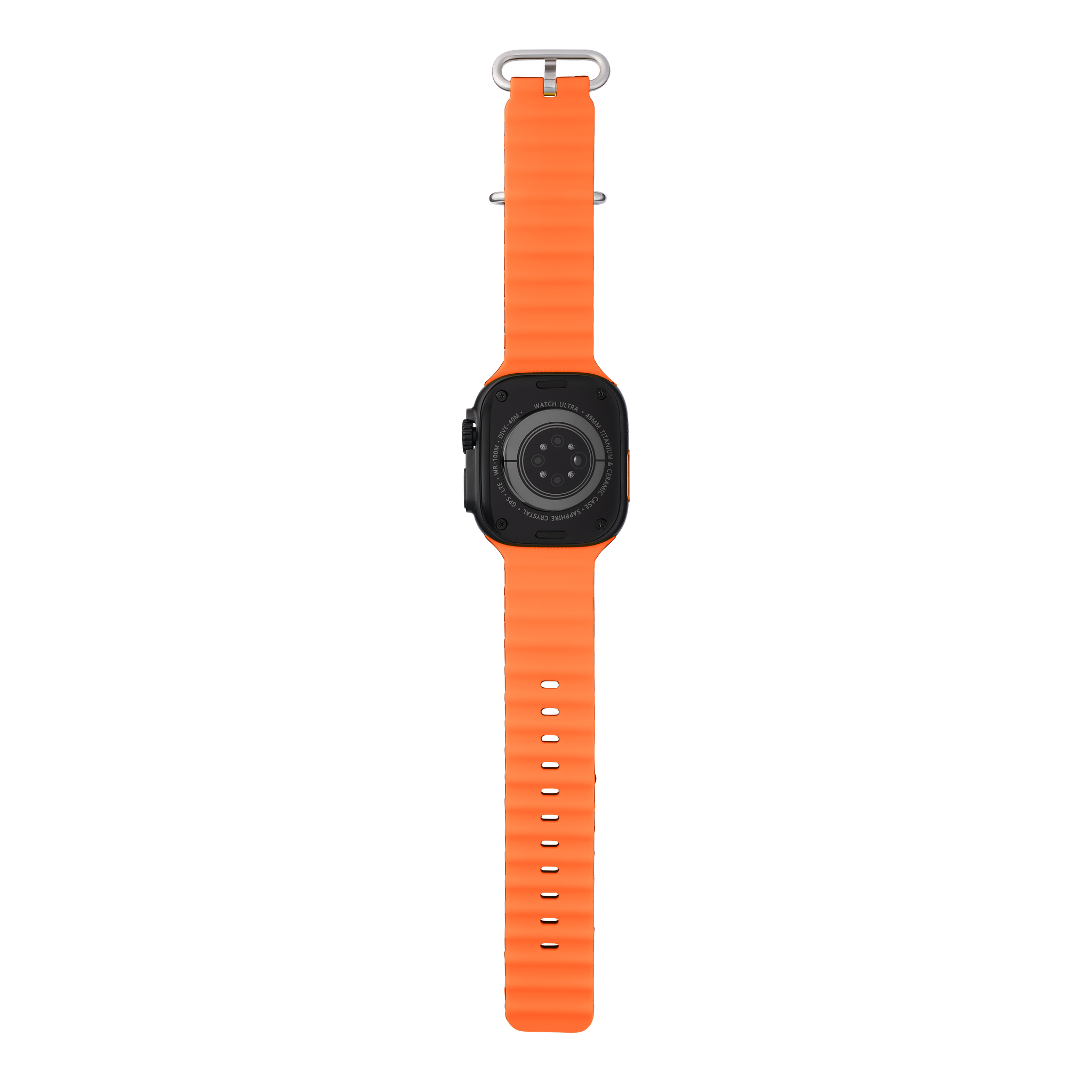 Wave Band in Magma — black and orange silicone Apple Watch strap (view 6)