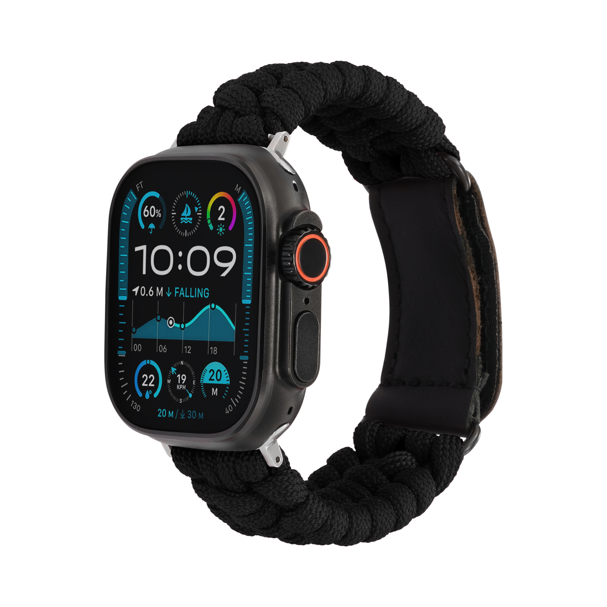 Paracord Apple Watch Strap in Black — black paracord Apple Watch strap (view 1)