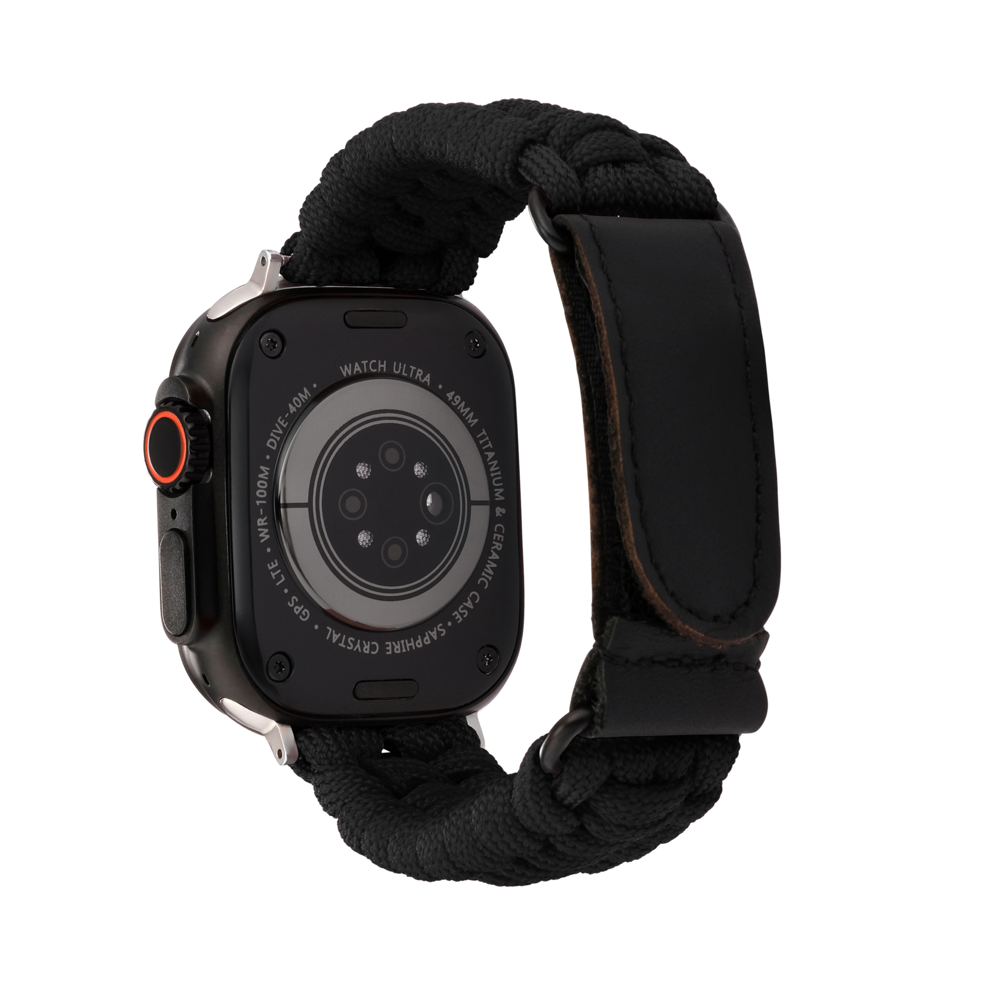 Paracord Apple Watch Strap in Black — black paracord Apple Watch strap (view 2)