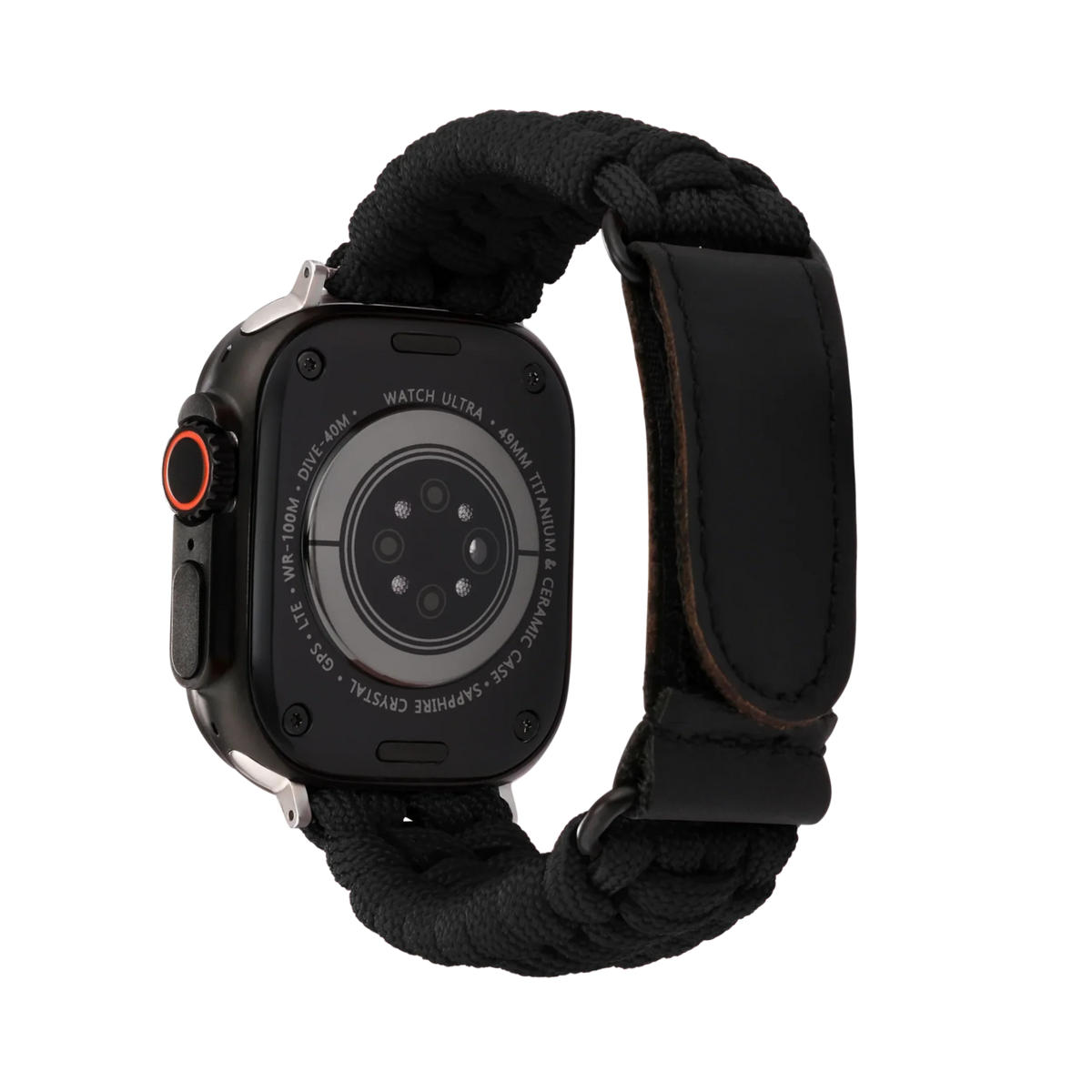 Paracord Apple Watch Strap in Black — black paracord Apple Watch strap (view 2)