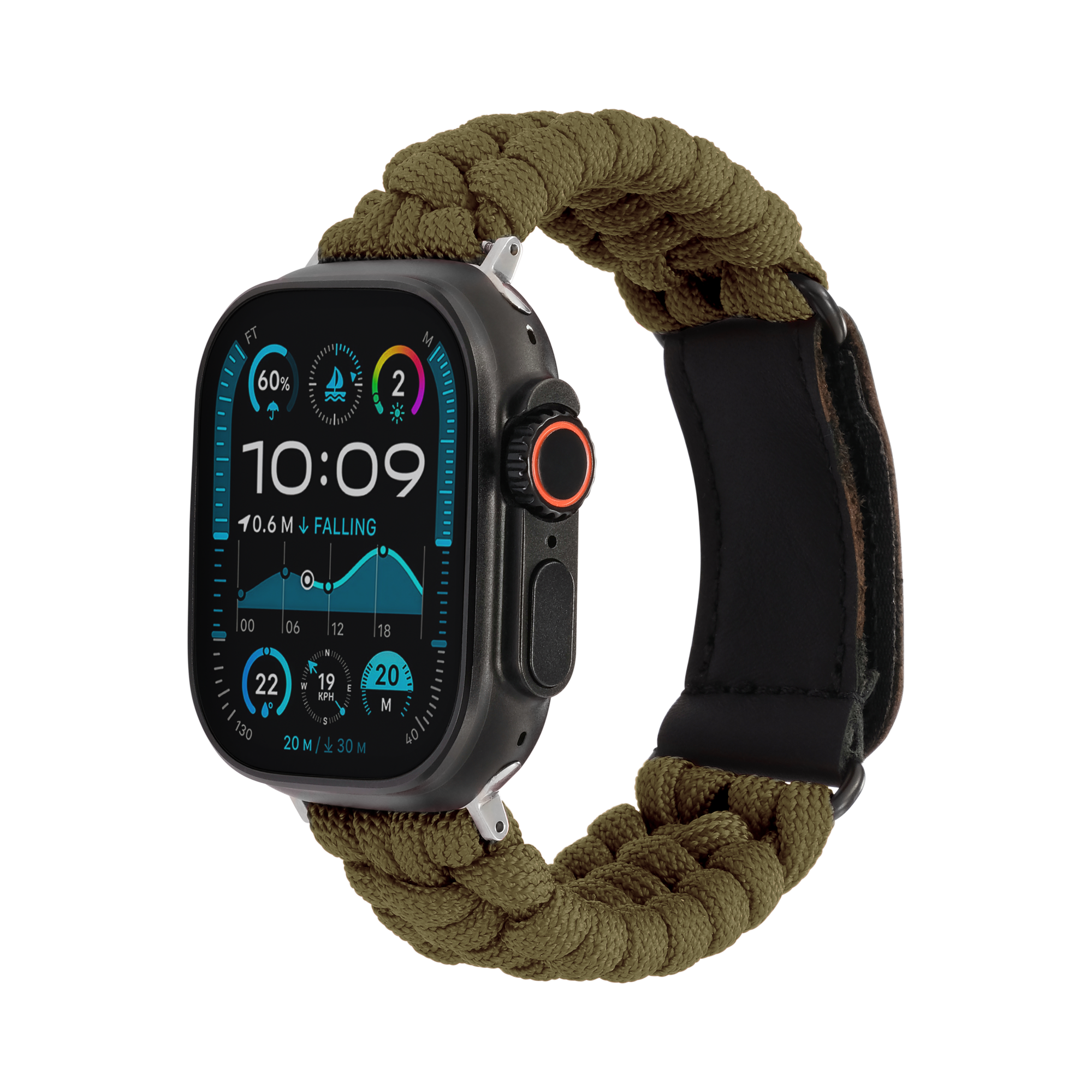 Paracord Apple Watch Strap in Green — green paracord Apple Watch strap (view 1)