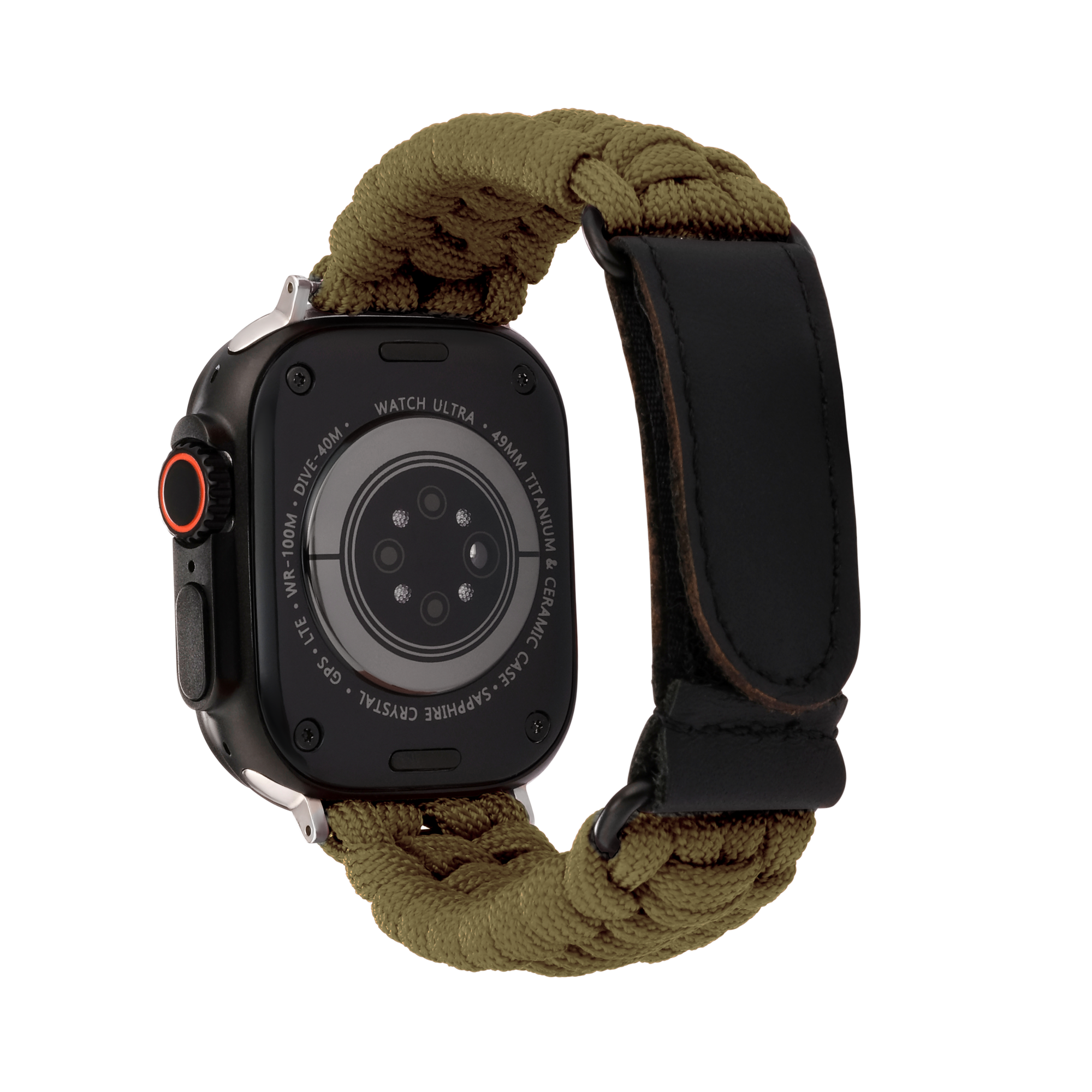 Paracord Apple Watch Strap in Green — green paracord Apple Watch strap (view 2)