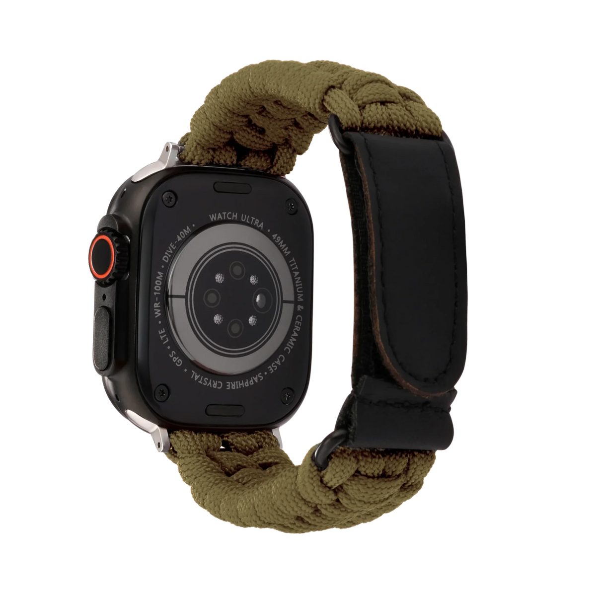 Paracord Apple Watch Strap in Green — green paracord Apple Watch strap (view 2) #colour_green