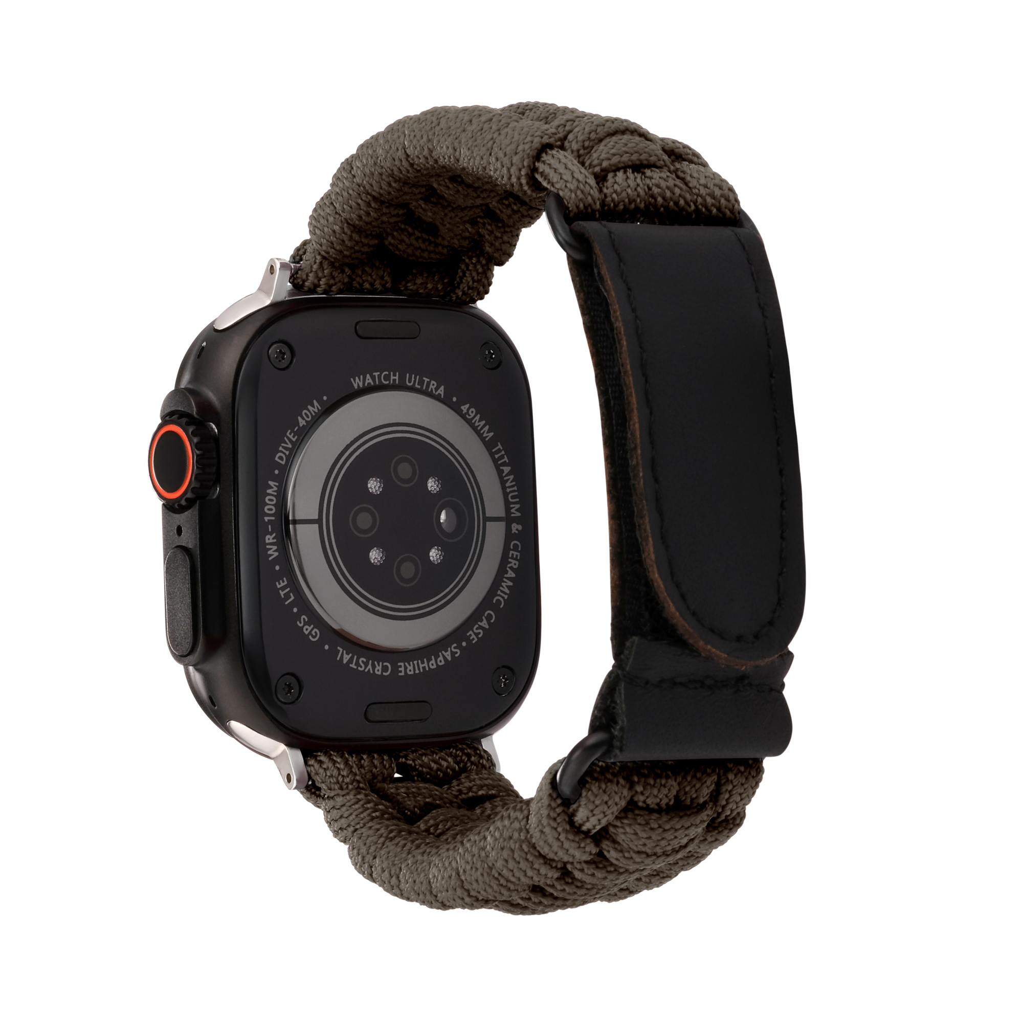 Paracord Apple Watch Strap in Grey — grey paracord Apple Watch strap (view 2)