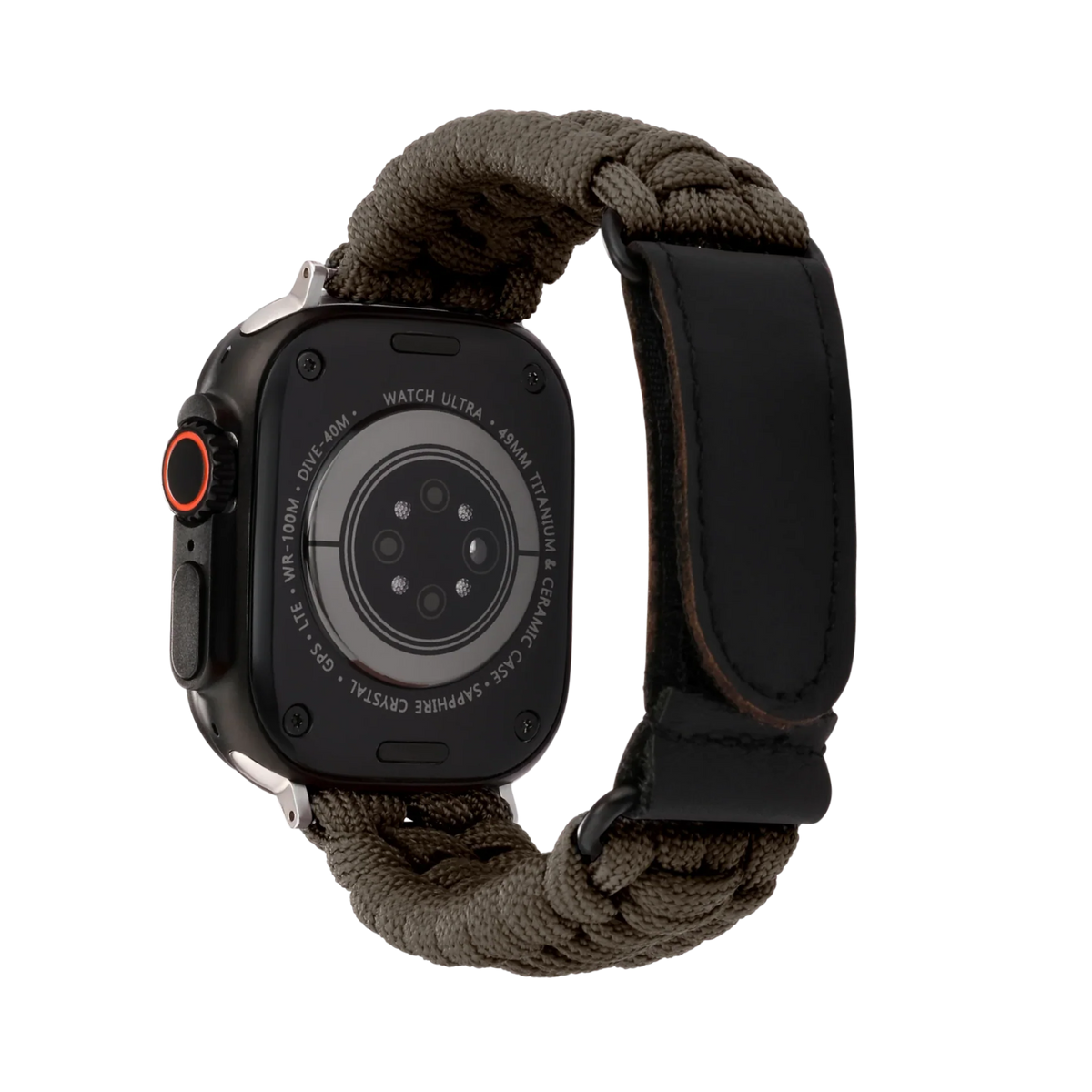 Paracord Apple Watch Strap in Grey — grey paracord Apple Watch strap (view 2)