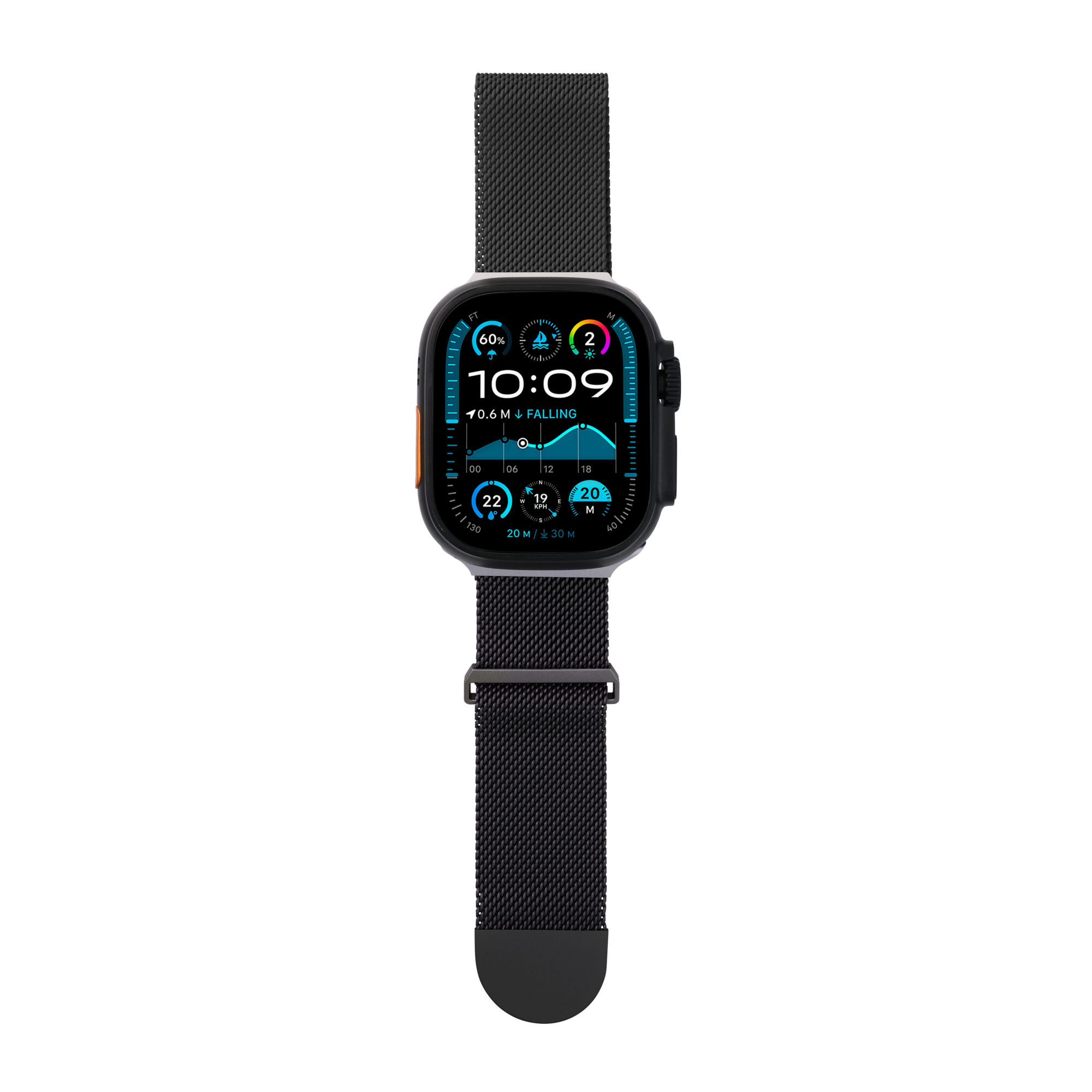 Metal Braided in Black — black metal braided Apple Watch strap (view 5)
