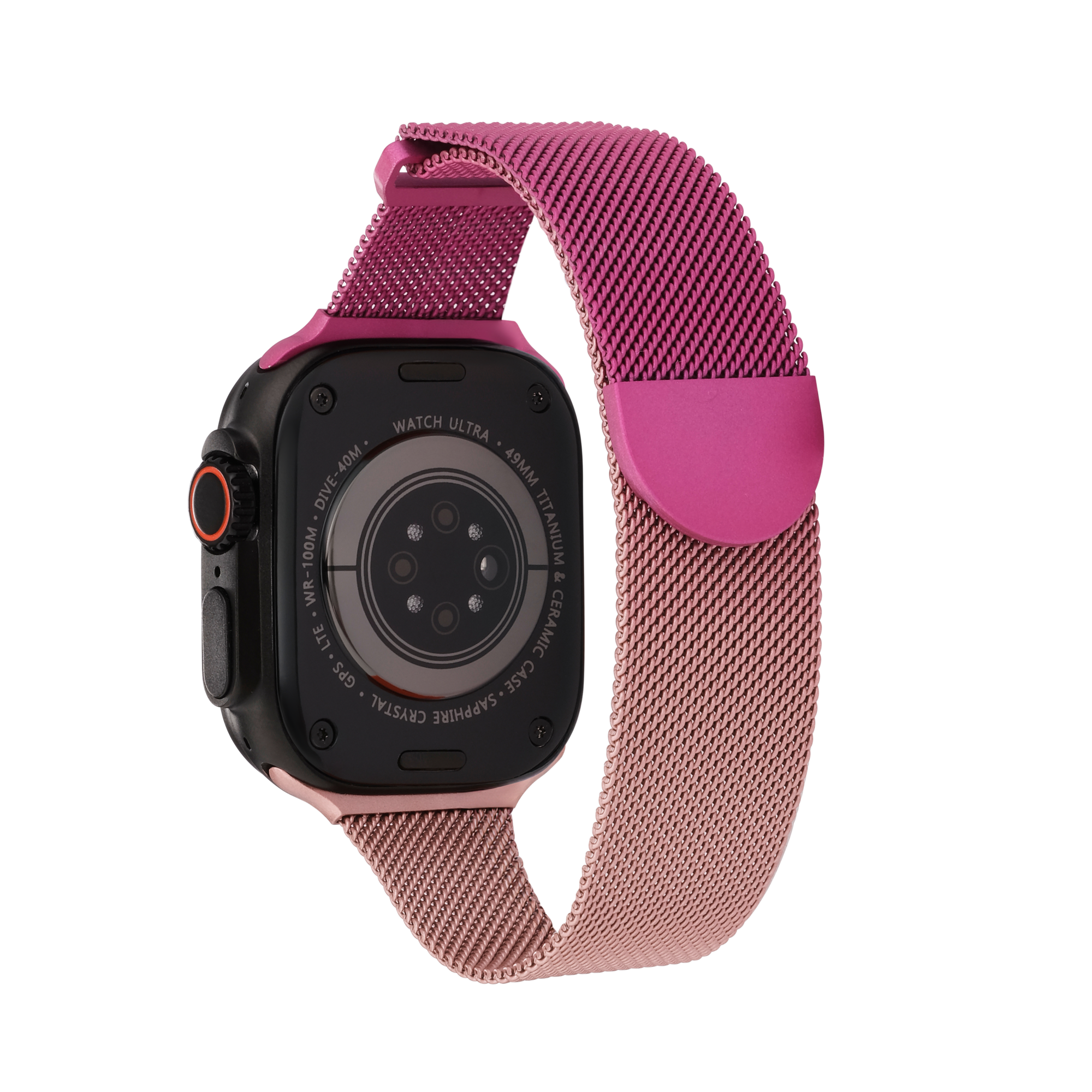 Metal Braided in Gold Pink — gold and pink two-tone metal braided Apple Watch strap (view 6)