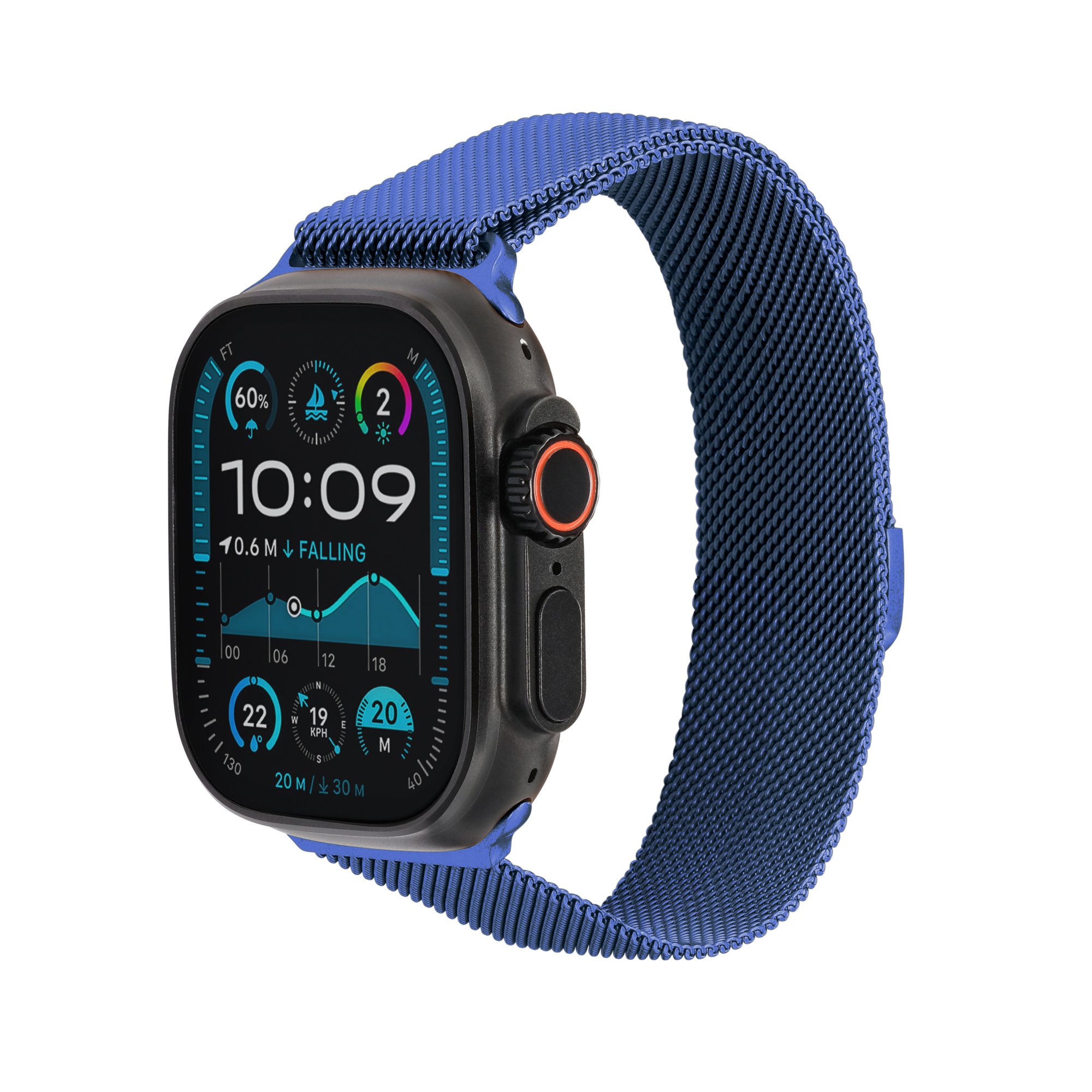 Metal Braided in Navy — navy metal braided Apple Watch strap (view 2)