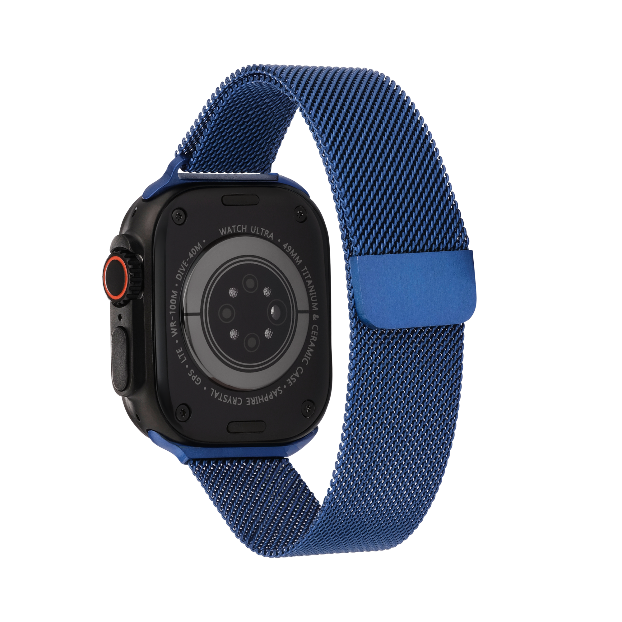 Metal Braided in Navy — navy metal braided Apple Watch strap (view 3)