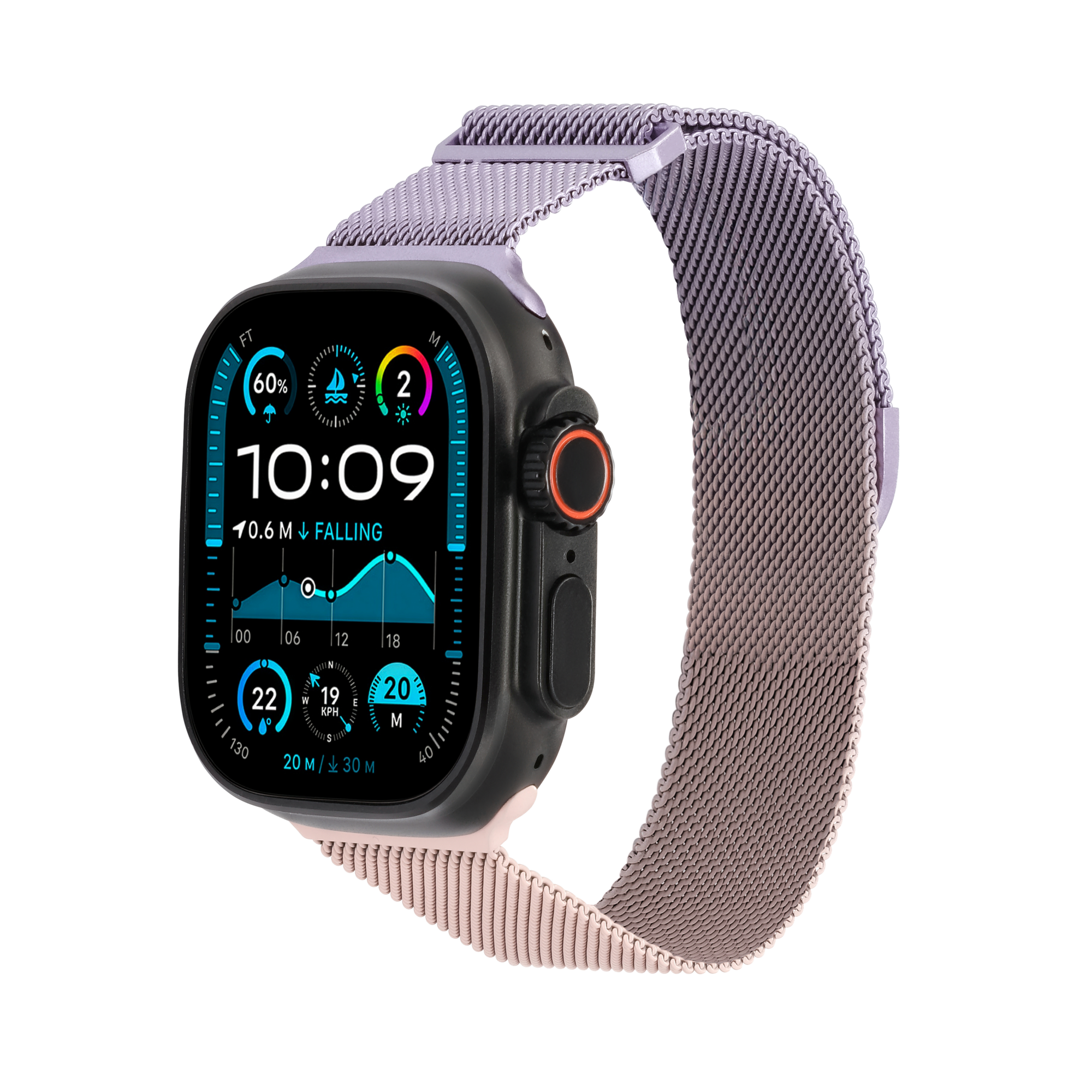 Metal Braided in Pink Purple — pink and purple two-tone metal braided Apple Watch strap (view 2)