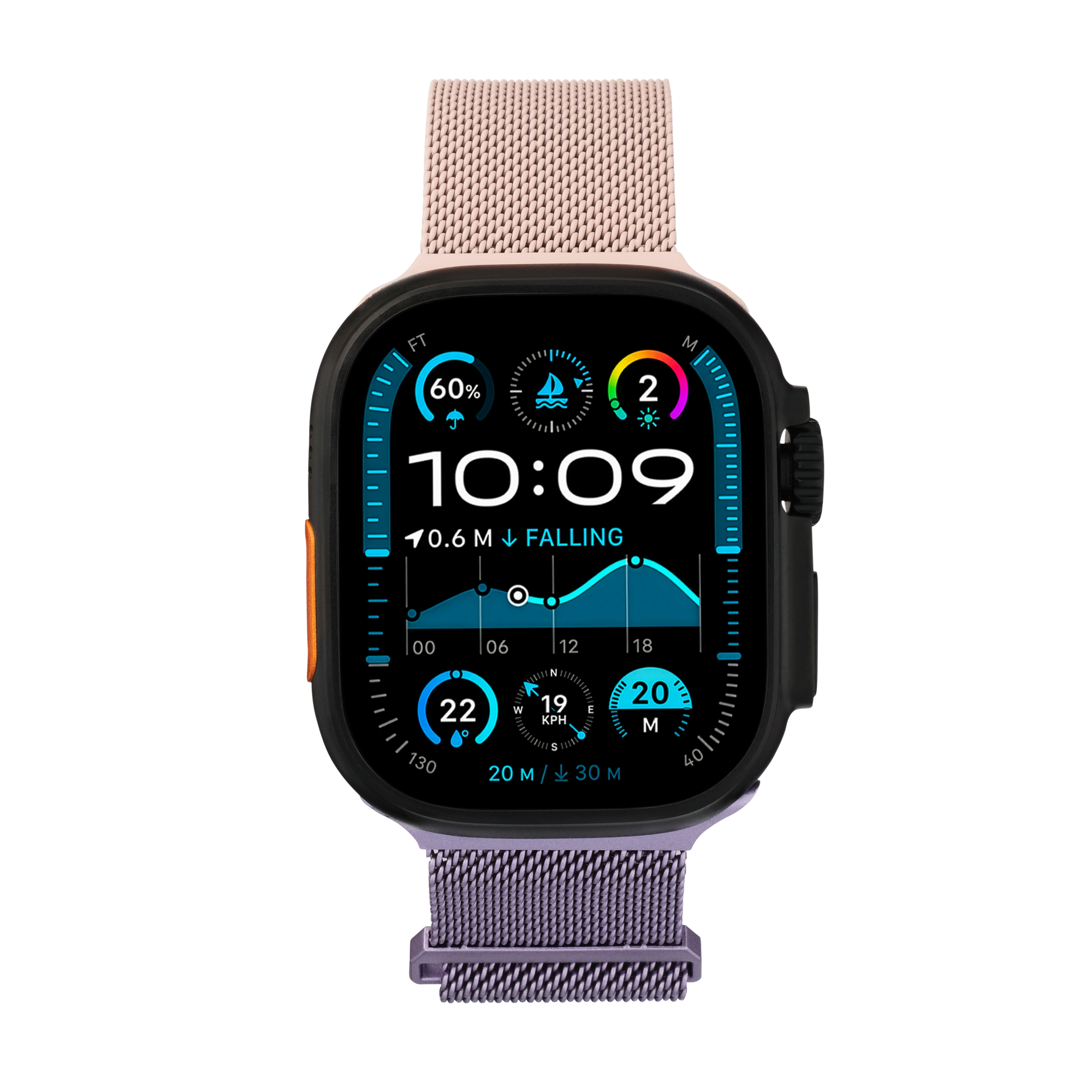 Metal Braided in Pink Purple — pink and purple two-tone metal braided Apple Watch strap (view 3)