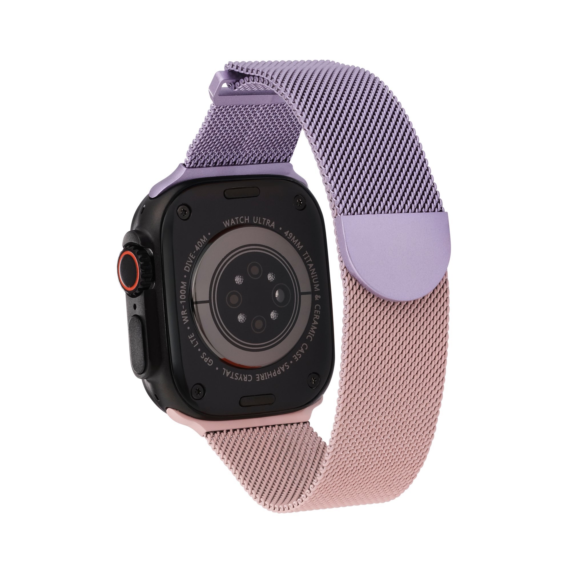 Metal Braided in Pink Purple — pink and purple two-tone metal braided Apple Watch strap (view 6)
