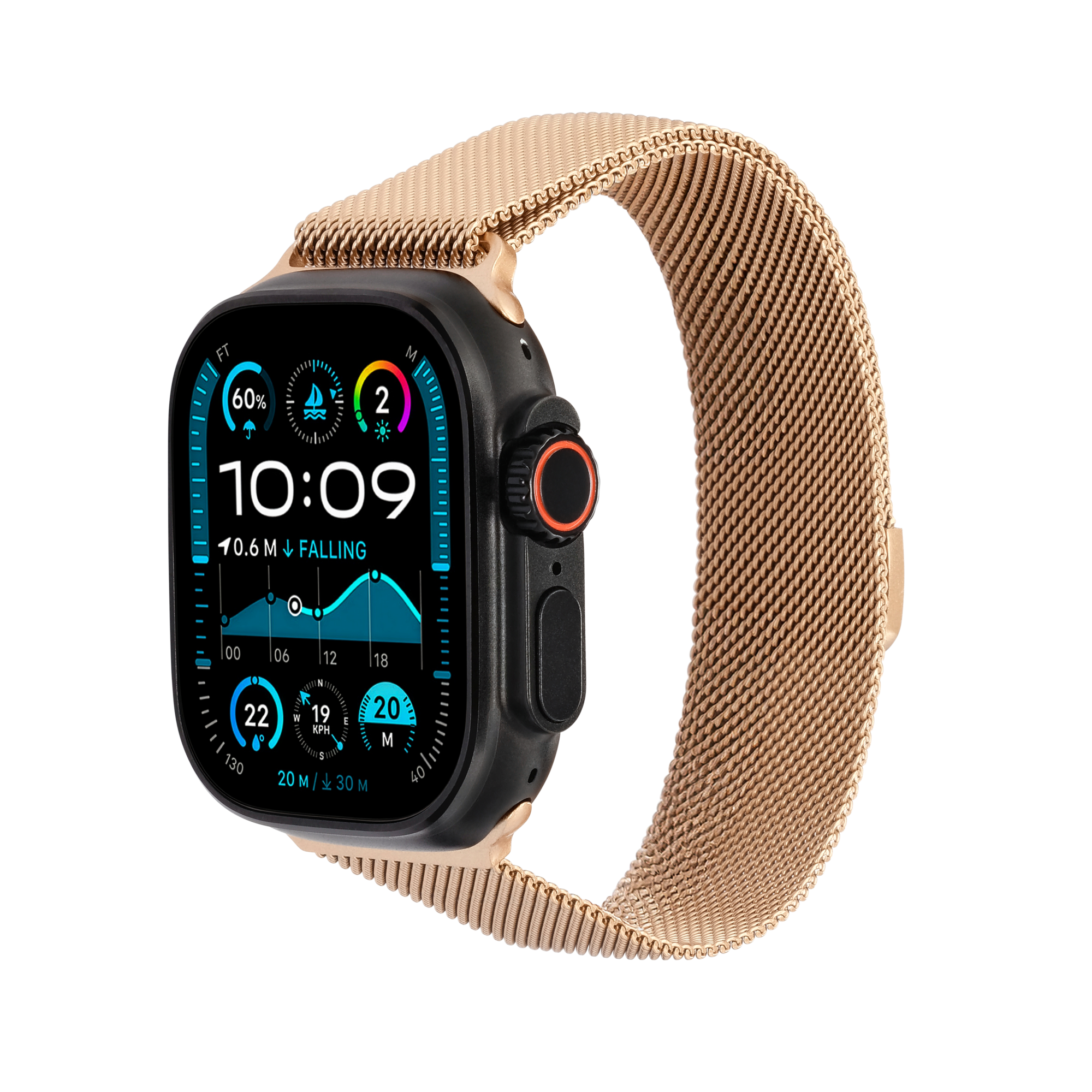 Metal Braided in Rose — rose gold metal braided Apple Watch strap (view 2)