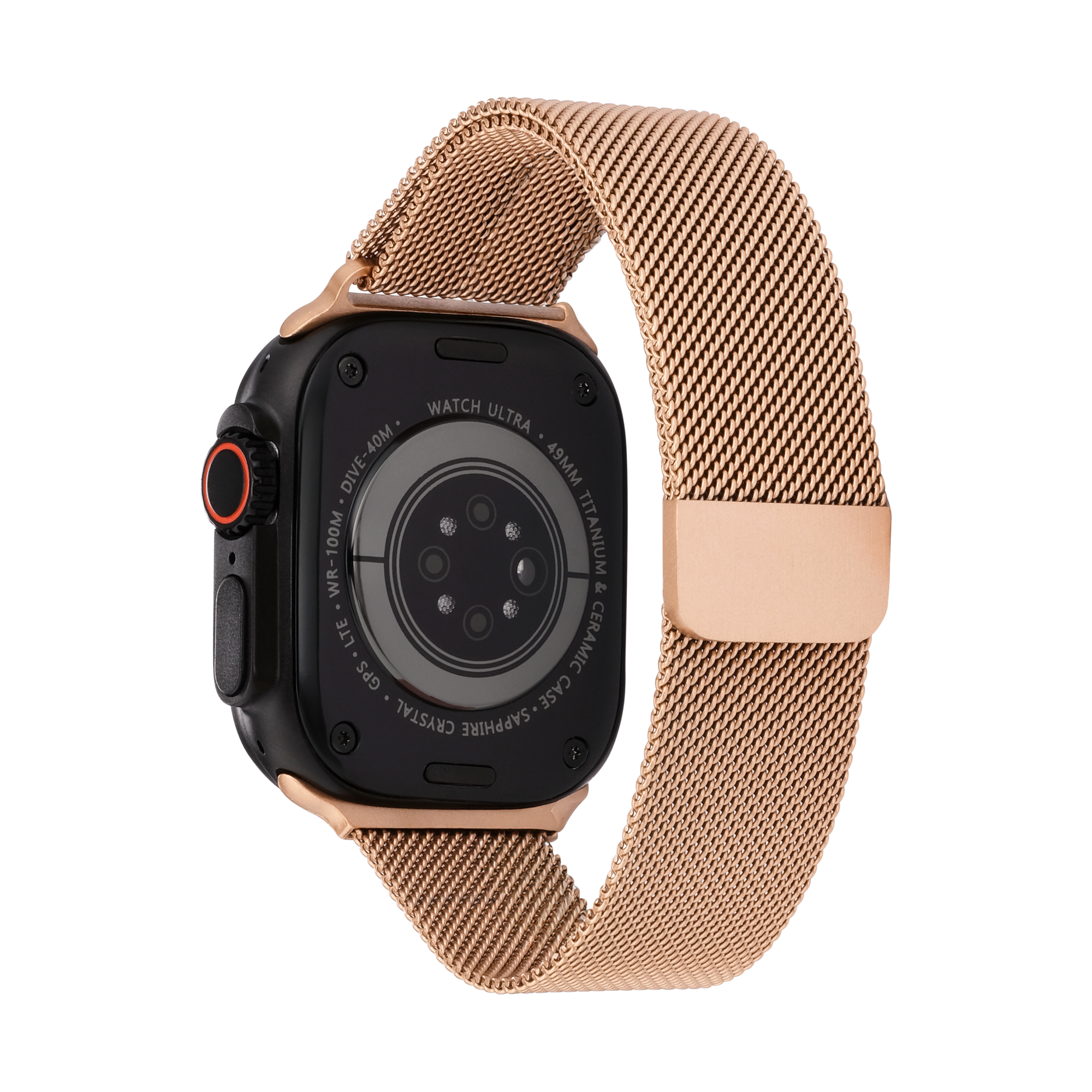 Metal Braided in Rose — rose gold metal braided Apple Watch strap (view 3)