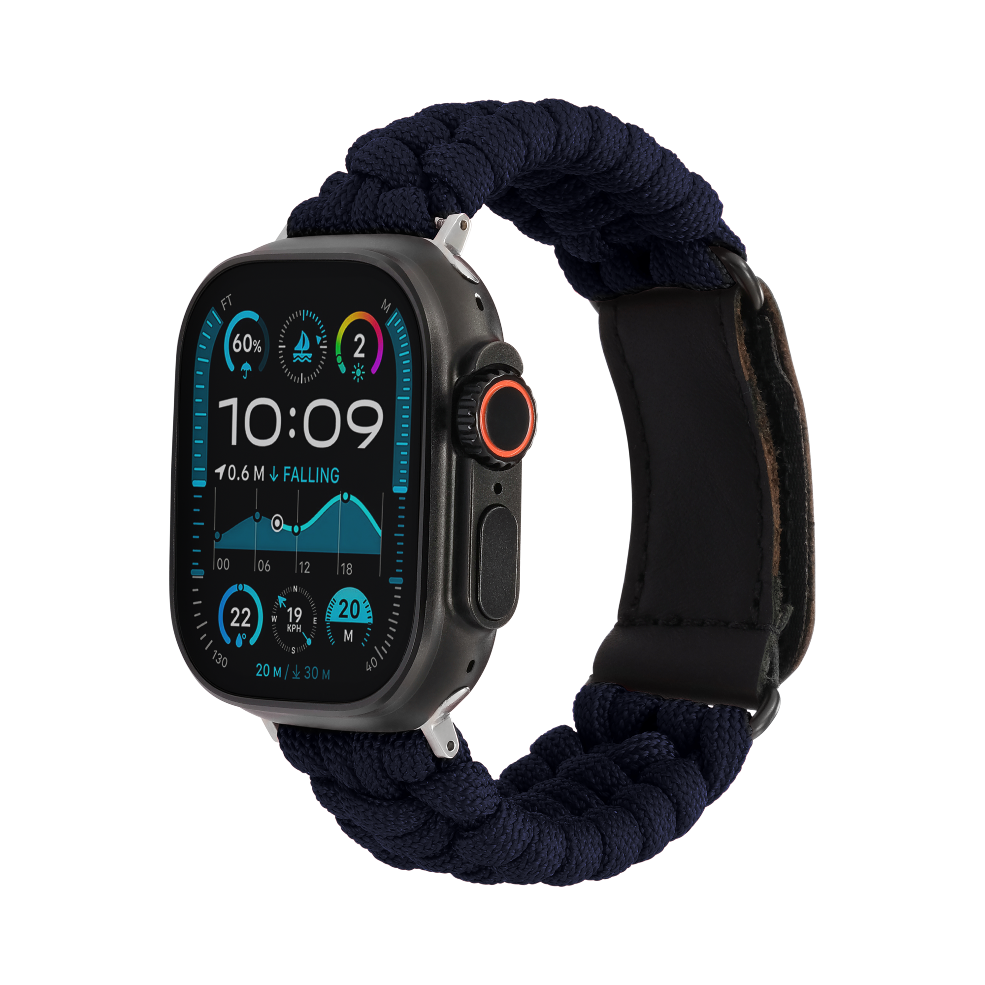 Paracord Apple Watch Strap in Navy — navy paracord Apple Watch strap (view 1)
