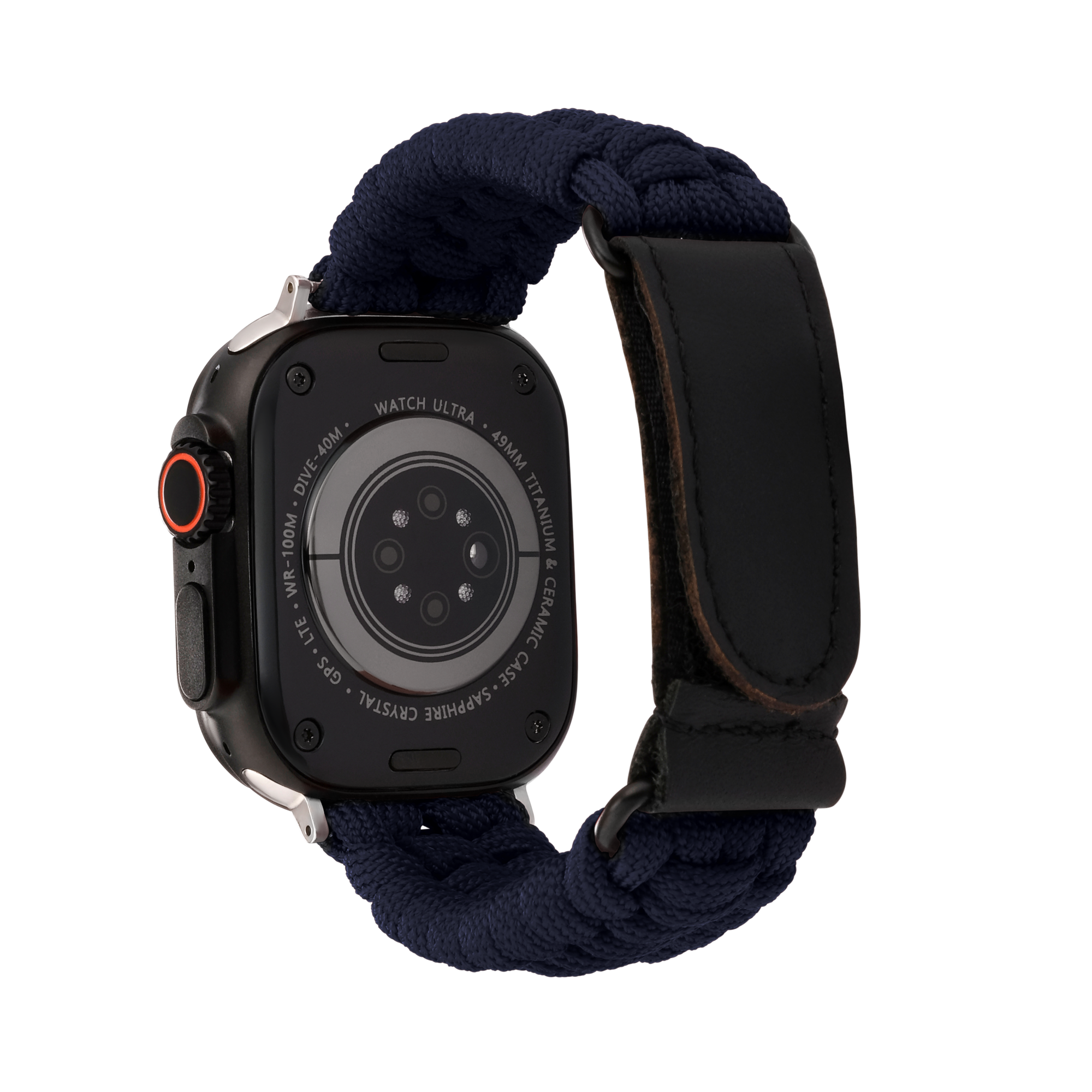 Paracord Apple Watch Strap in Navy — navy paracord Apple Watch strap (view 2)