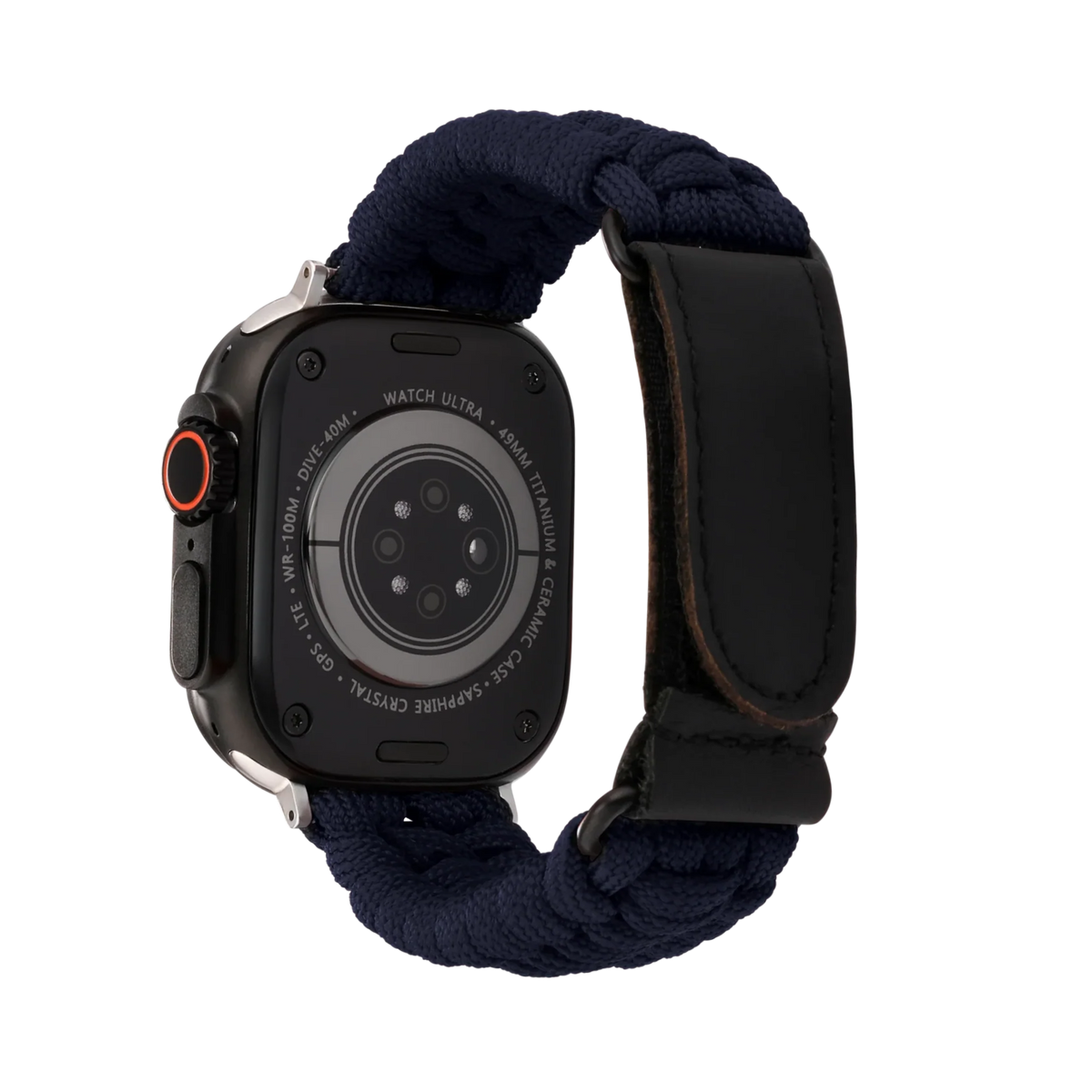 Paracord Apple Watch Strap in Navy — navy paracord Apple Watch strap (view 2)