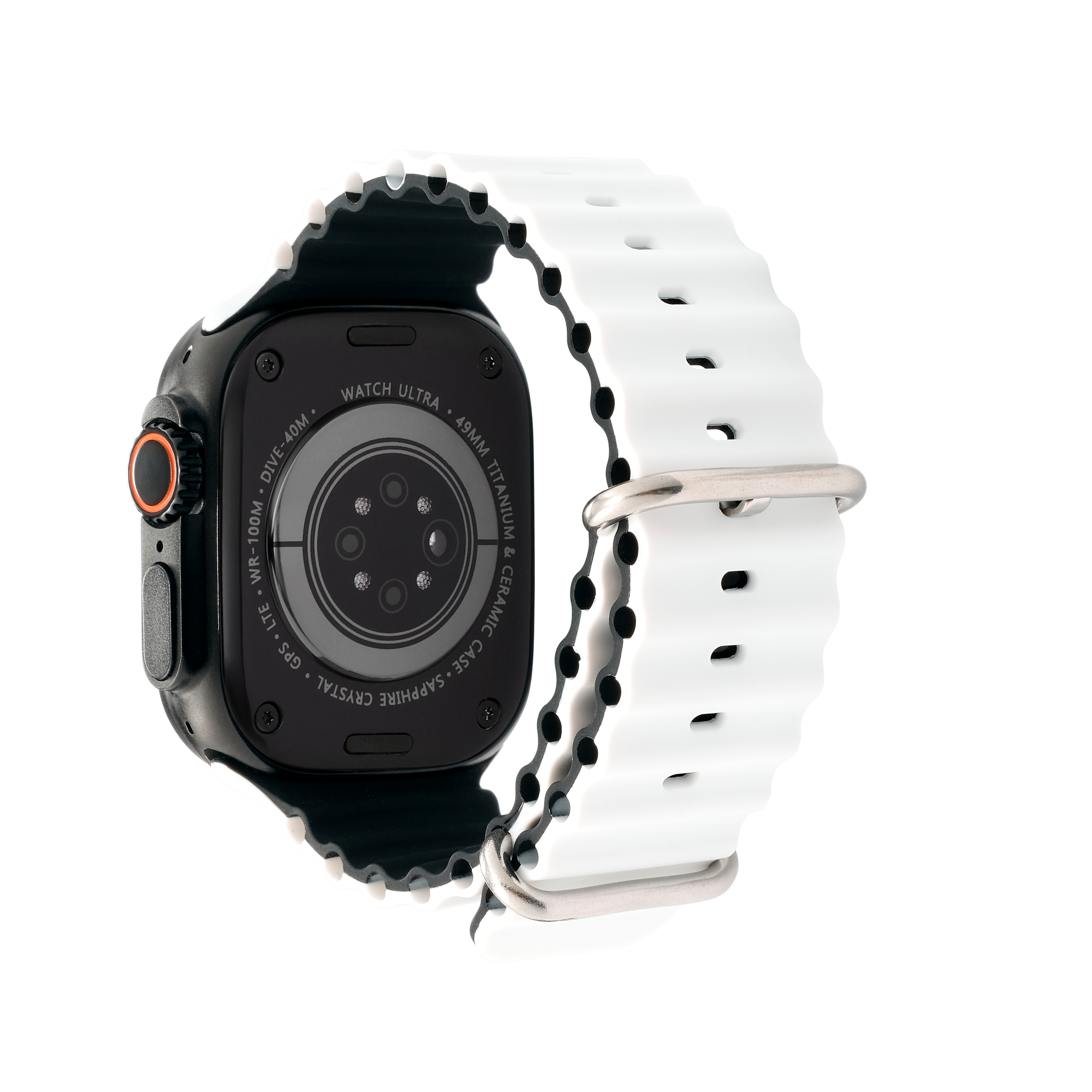 Wave Band in Panda — white and black silicone Apple Watch strap (view 2)