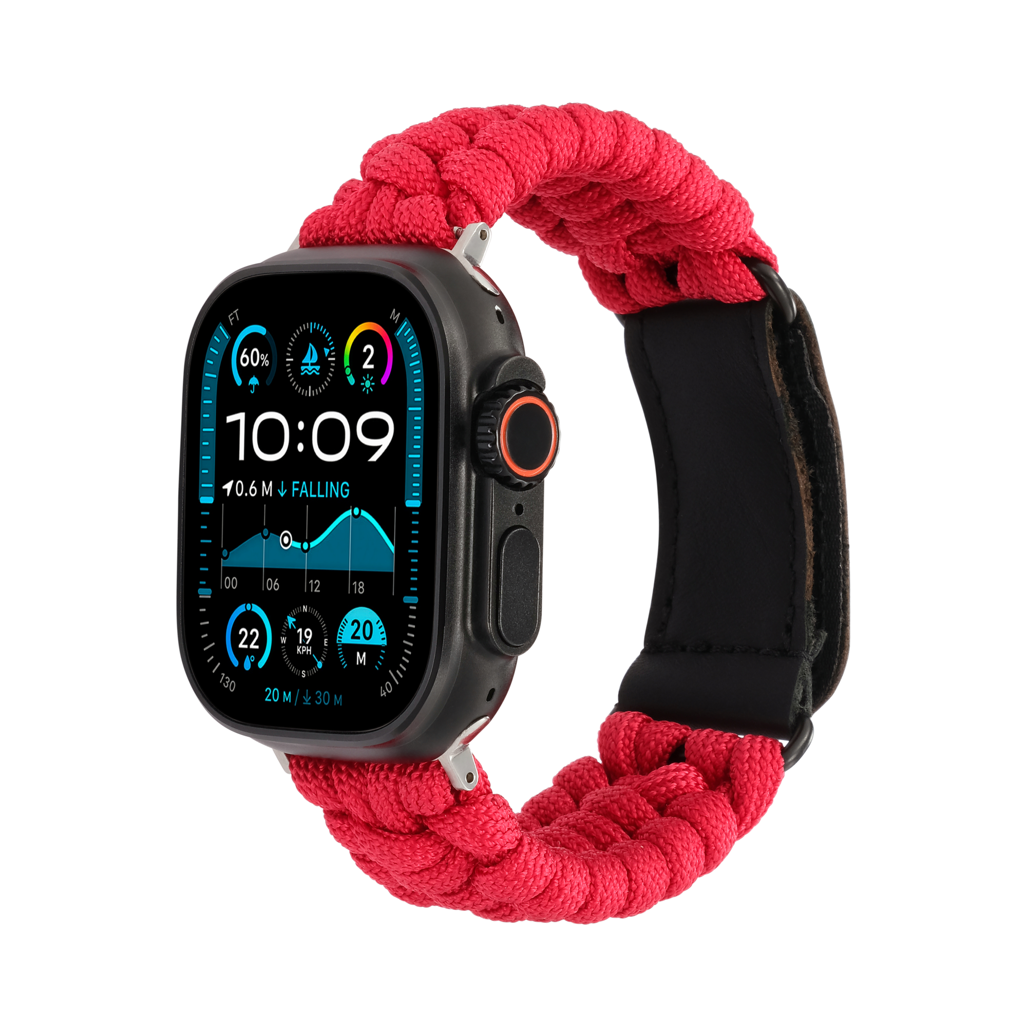 Paracord Apple Watch Strap in Red — red paracord Apple Watch strap (view 1)