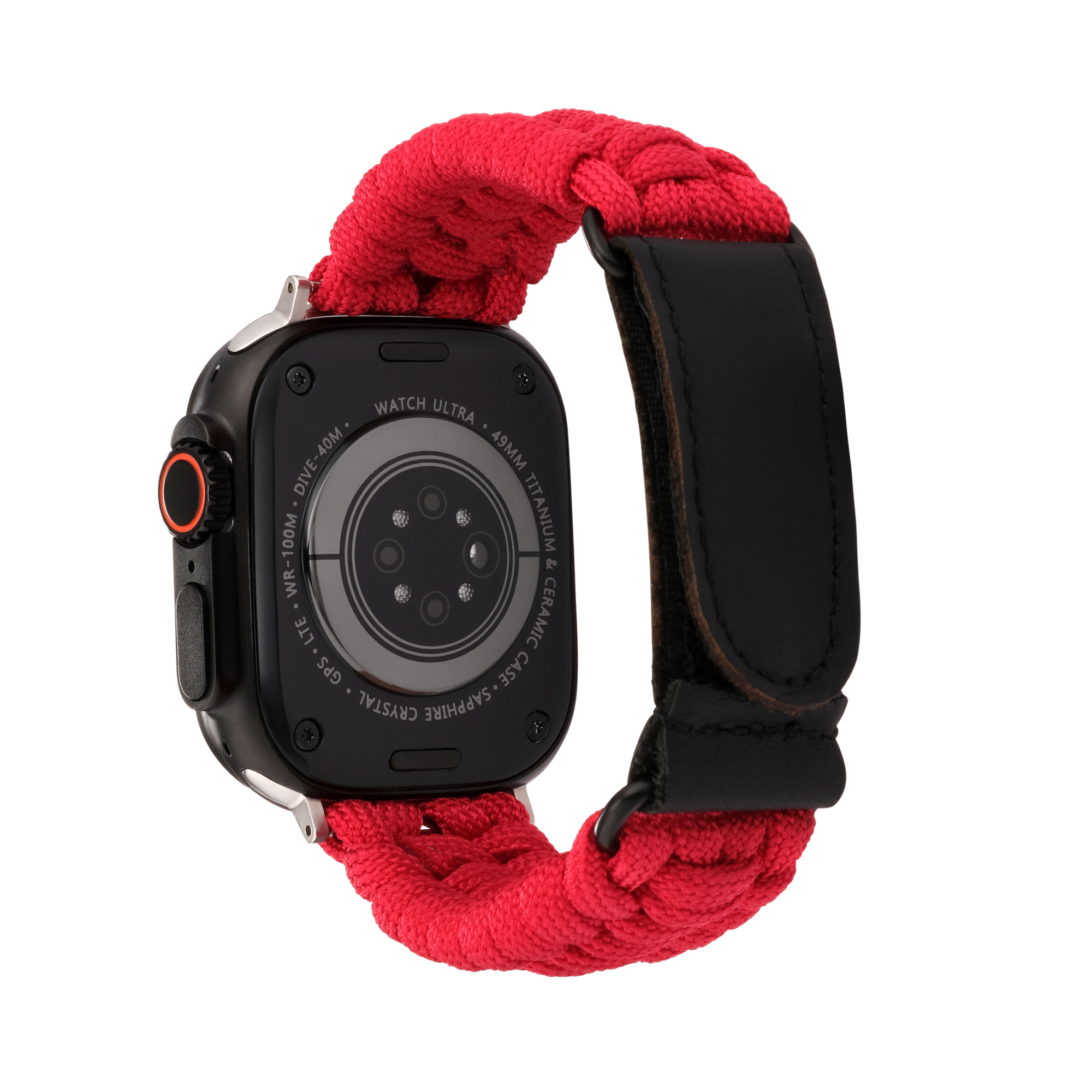 Paracord Apple Watch Strap in Red — red paracord Apple Watch strap (view 2)