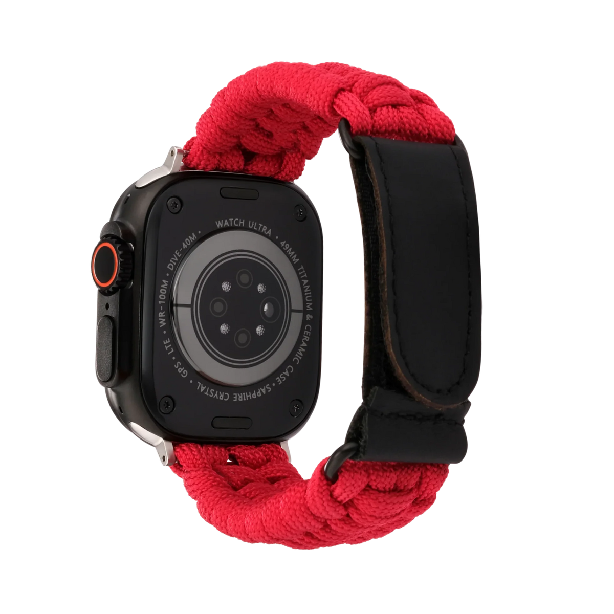 Paracord Apple Watch Strap in Red — red paracord Apple Watch strap (view 2)