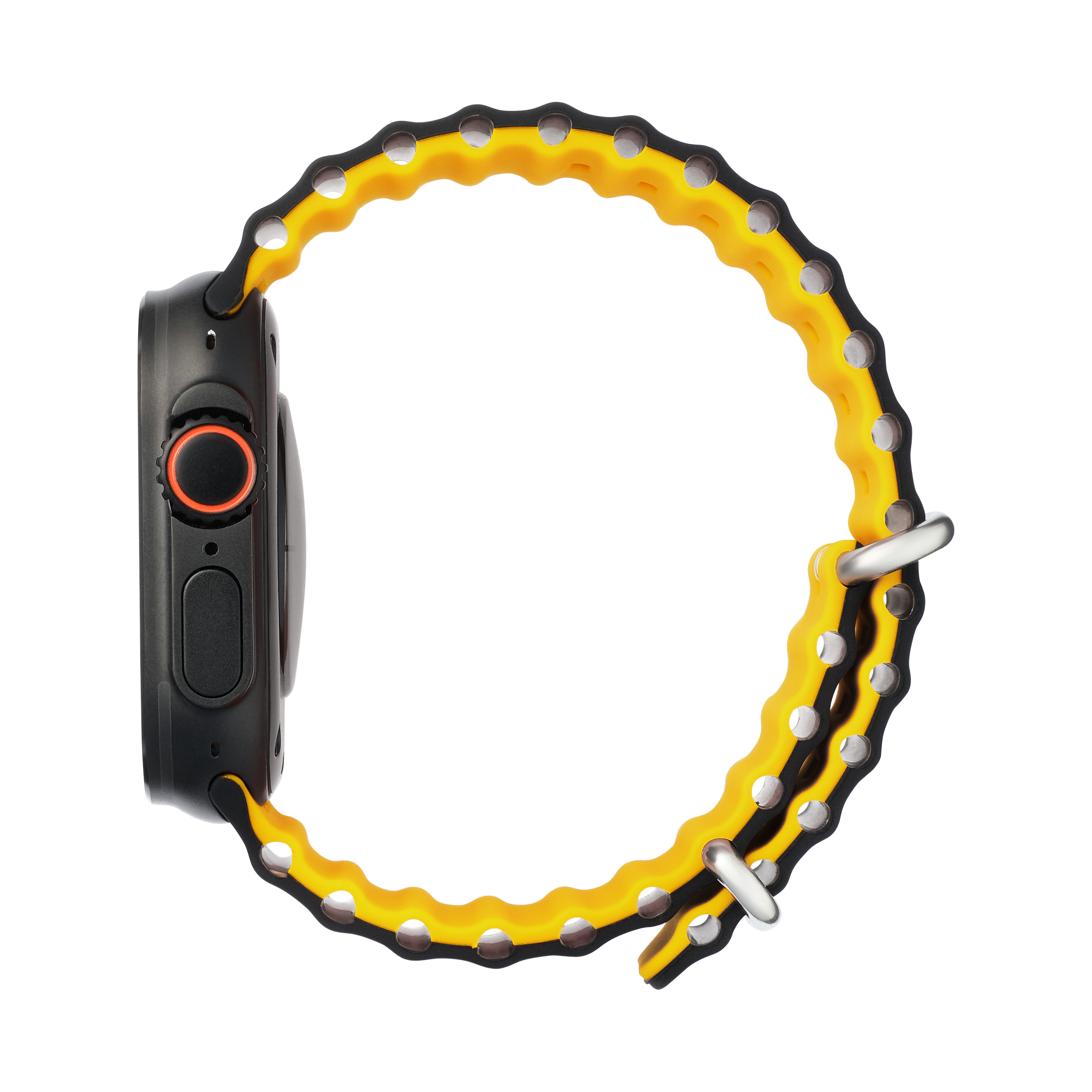 Wave Band in Bumble — black and yellow silicone Apple Watch strap (view 6)