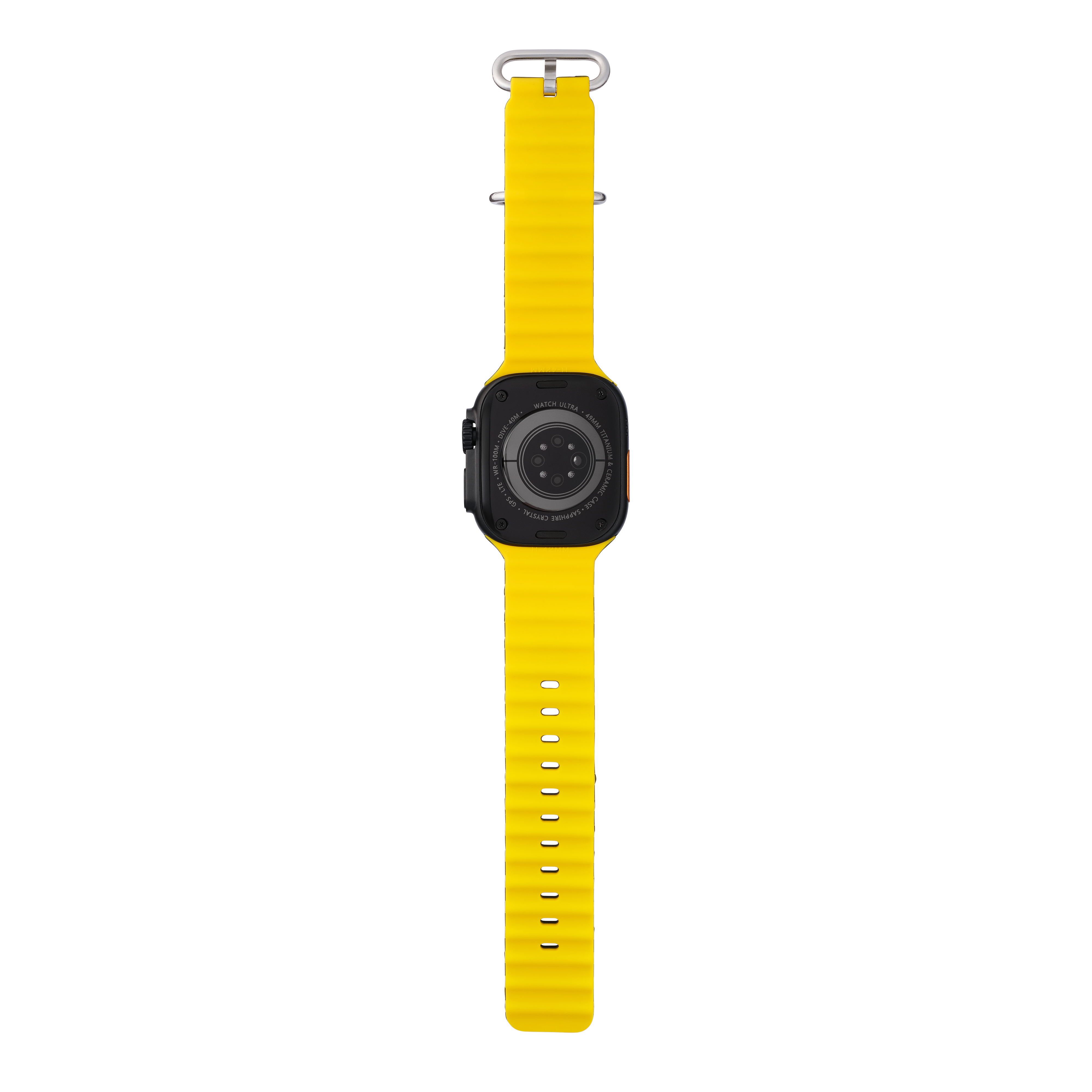 Wave Band in Bumble — black and yellow silicone Apple Watch strap (view 9)