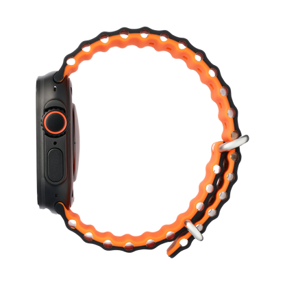 Wave Band in Magma — black and orange silicone Apple Watch strap (view 3) 