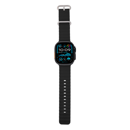 Wave Band in Magma — black and orange silicone Apple Watch strap (view 5) 