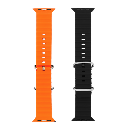 Wave Band in Magma — black and orange silicone Apple Watch strap (view 8) 