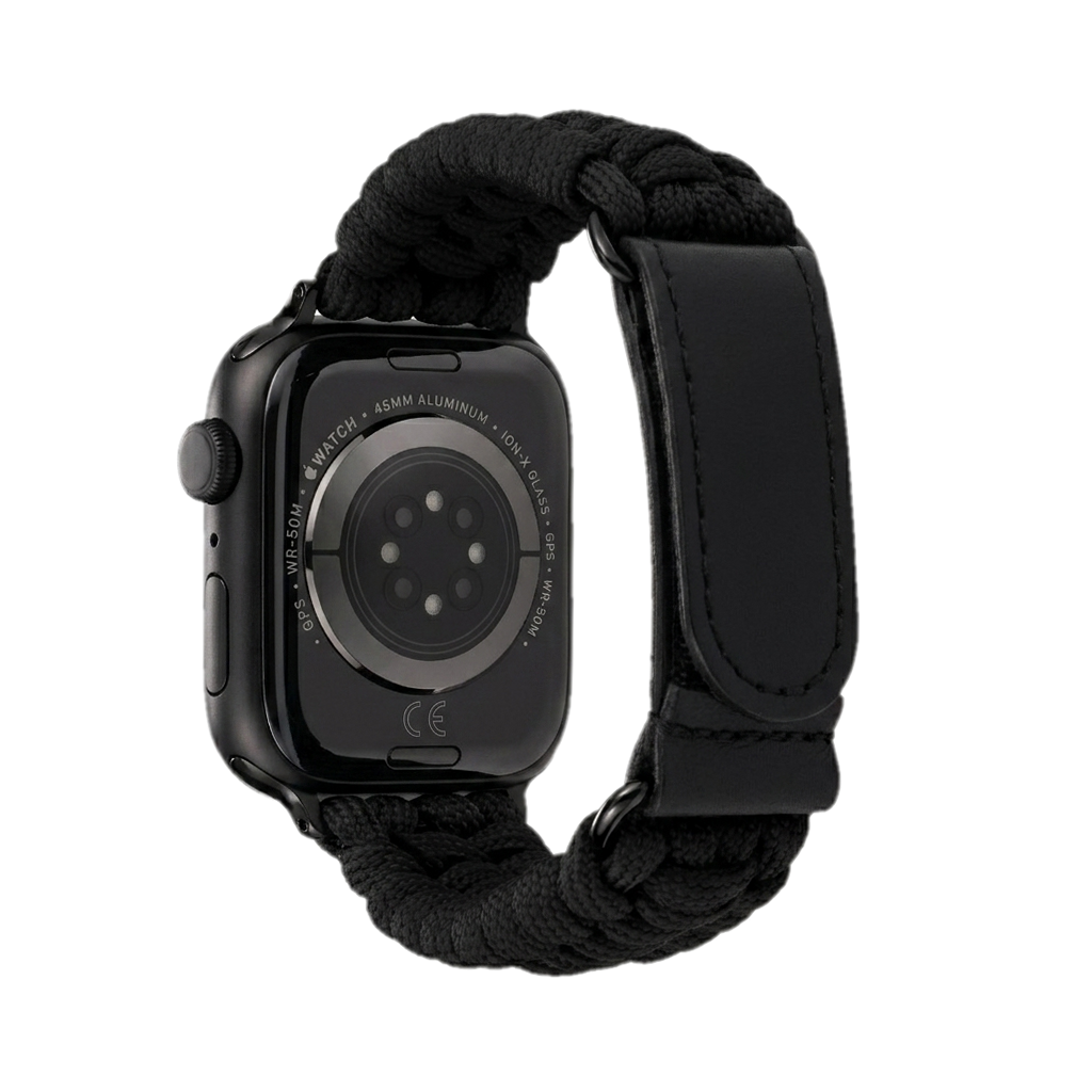 Paracord Apple Watch Strap in Black — black paracord Apple Watch strap (view 2) 