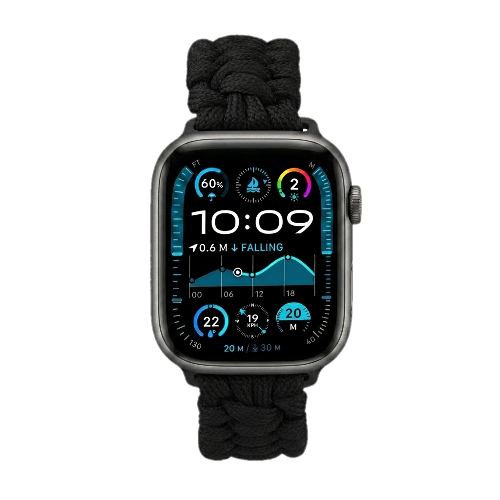 Paracord Apple Watch Strap in Black — black paracord Apple Watch strap (view 3) 