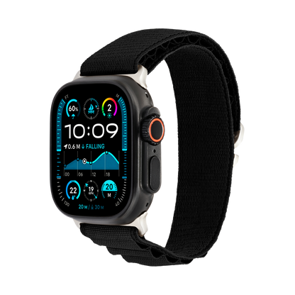 Hook Strap in Black — black woven nylon Apple Watch strap (view 1) 