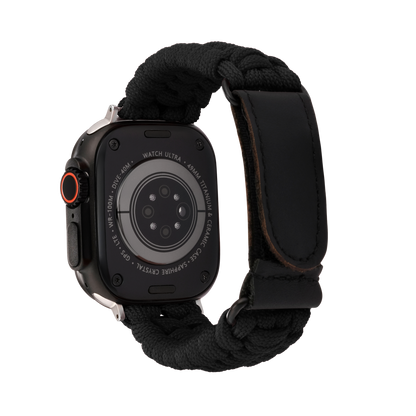 Paracord Apple Watch Strap in Black — black paracord Apple Watch strap (view 2) 