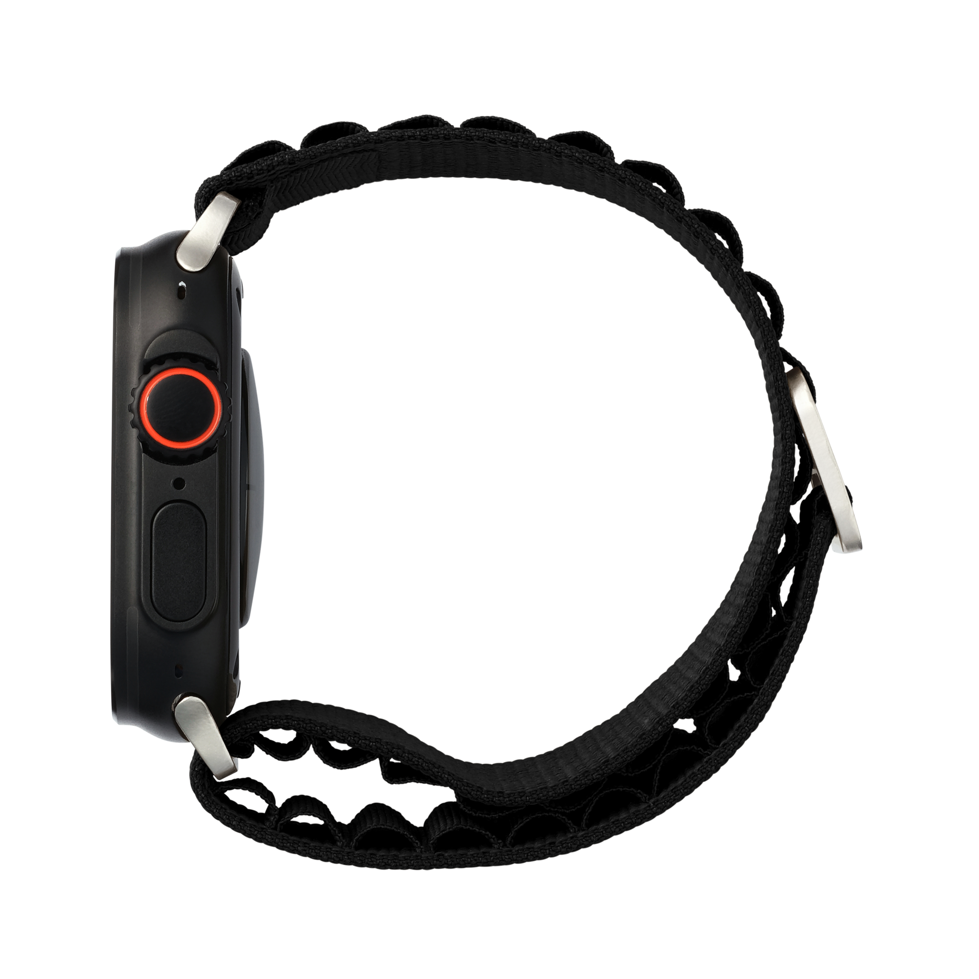 Hook Strap in Black — black woven nylon Apple Watch strap (view 3) #colour_black