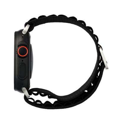 Hook Strap in Black — black woven nylon Apple Watch strap (view 3) 