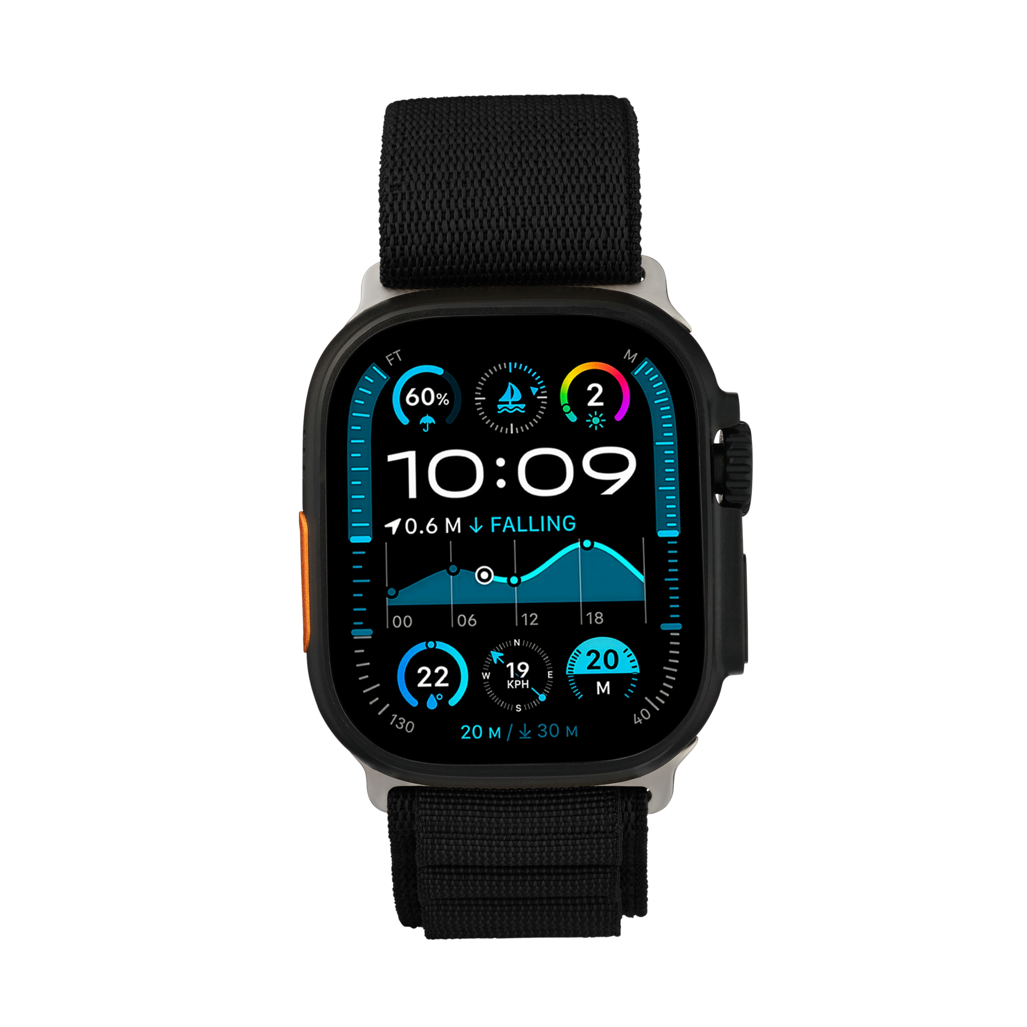 Hook Strap in Black — black woven nylon Apple Watch strap (view 4) #colour_black