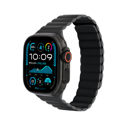 Leather Magnetic in Black — black leather magnetic Apple Watch strap (view 1) 