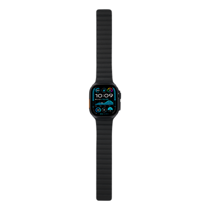 Leather Magnetic in Black — black leather magnetic Apple Watch strap (view 6) 
