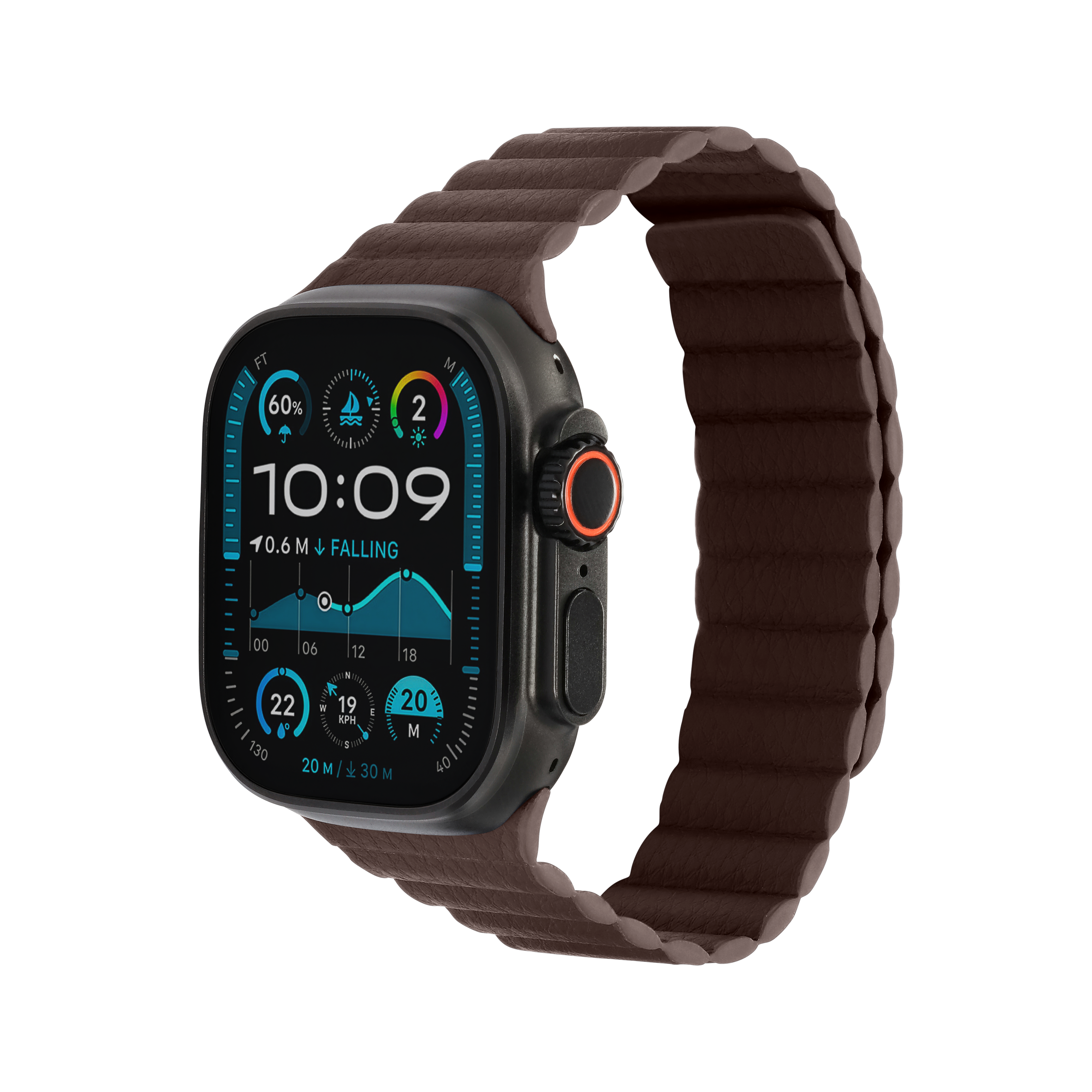 Leather Magnetic in Brown — brown leather magnetic Apple Watch strap (view 1) 
