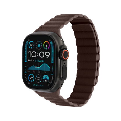 Leather Magnetic in Brown — brown leather magnetic Apple Watch strap (view 1) 