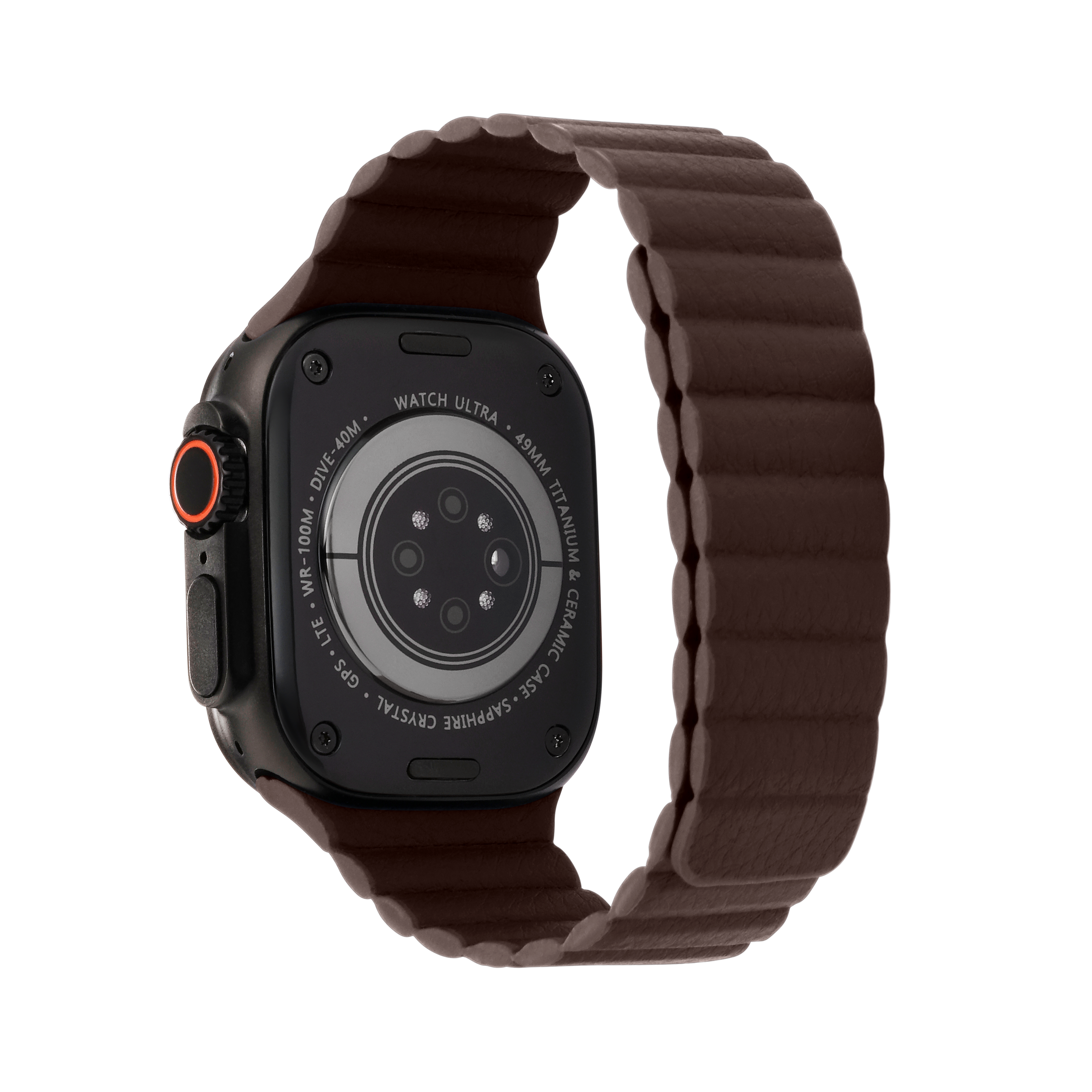 Leather Magnetic in Brown — brown leather magnetic Apple Watch strap (view 2) 