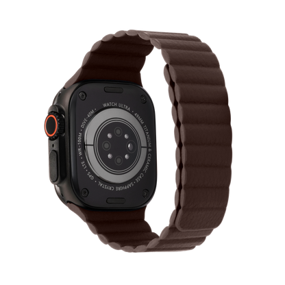 Leather Magnetic in Brown — brown leather magnetic Apple Watch strap (view 2) 