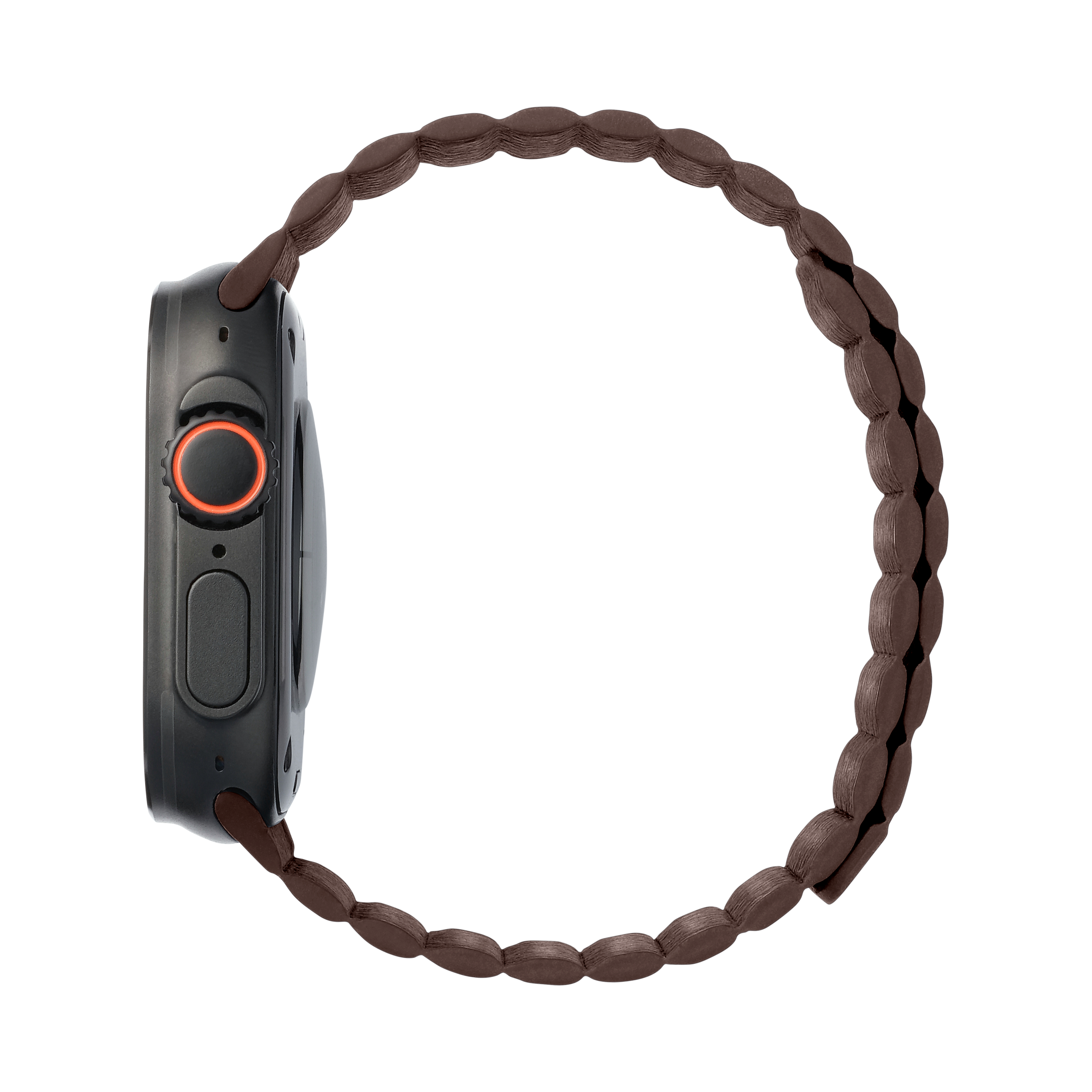 Leather Magnetic in Brown — brown leather magnetic Apple Watch strap (view 3) 