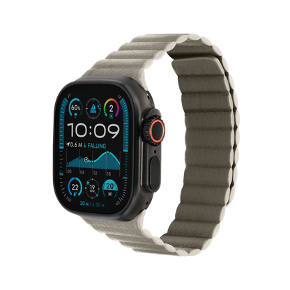 Leather Magnetic in Grey — grey leather magnetic Apple Watch strap (view 1) 