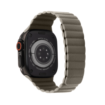 Leather Magnetic in Grey — grey leather magnetic Apple Watch strap (view 2) 