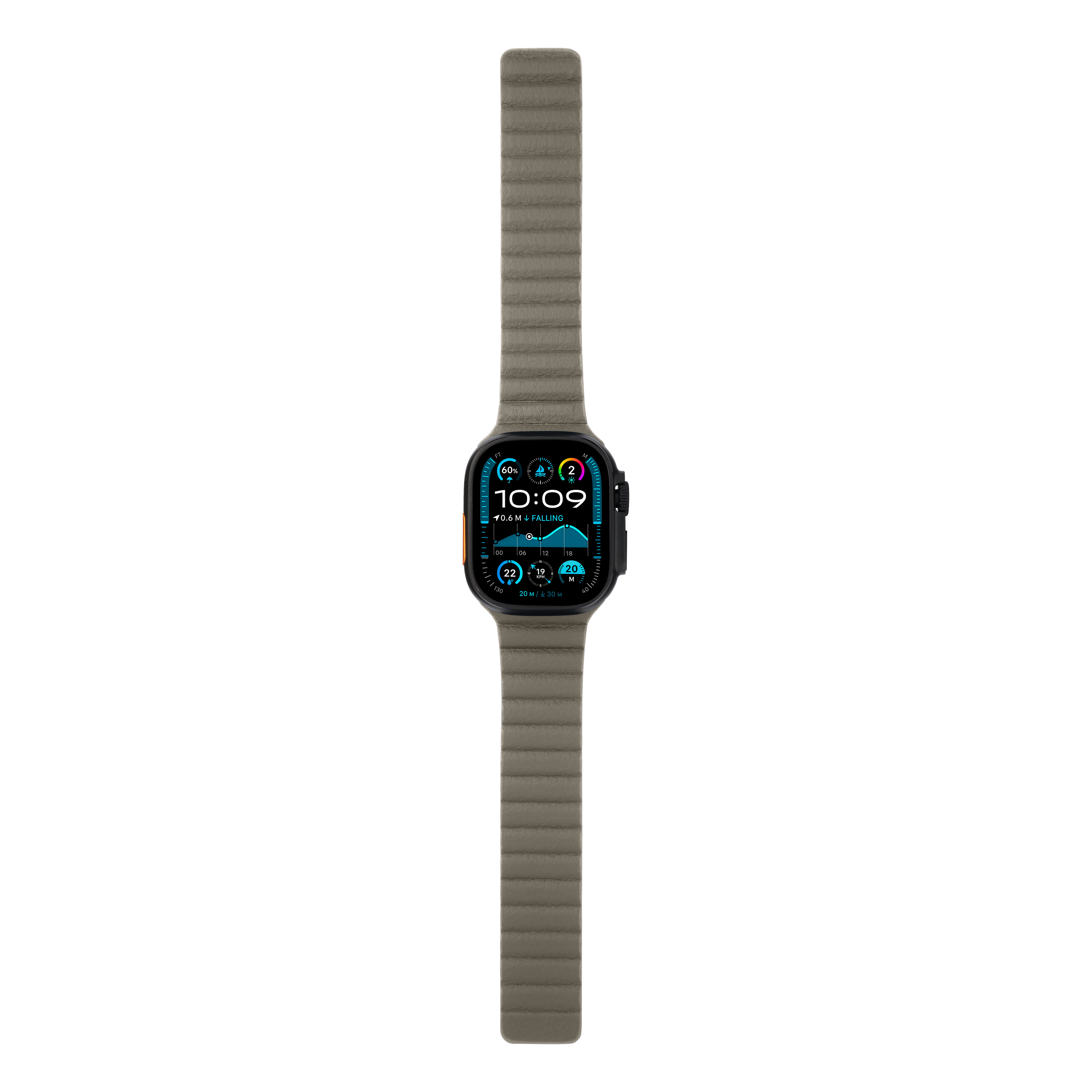 Leather Magnetic in Grey — grey leather magnetic Apple Watch strap (view 6) 