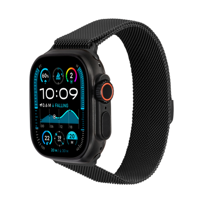 Metal Braided in Black — black metal braided Apple Watch strap (view 2) 