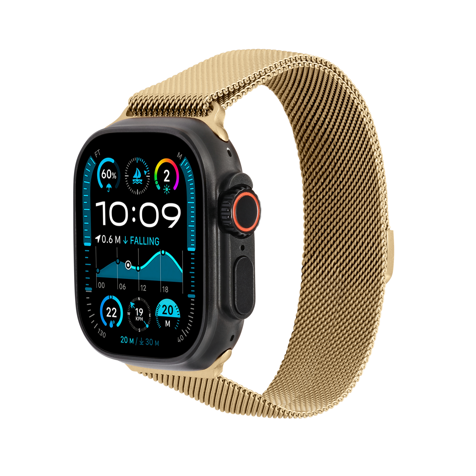 Metal Braided in Gold — gold metal braided Apple Watch strap (view 2) 